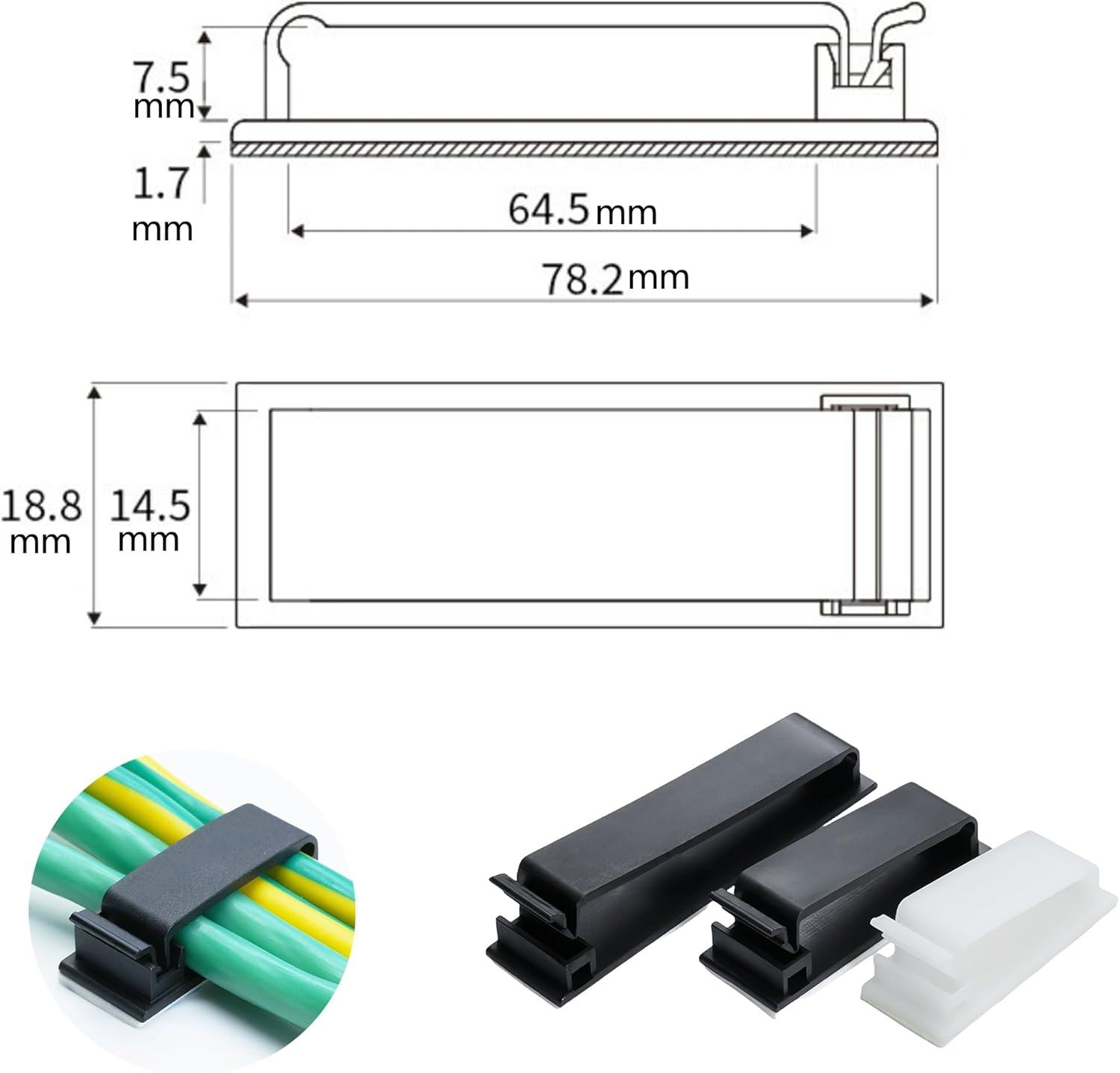 Clearhill 25Packs Self Adhesive Cable Management Clips,64.5Mm/2.54In White Durable Wire Organizers Cord Holder for TV, PC, Laptop, Ethernet, Desktop, Home, and Office image number 3