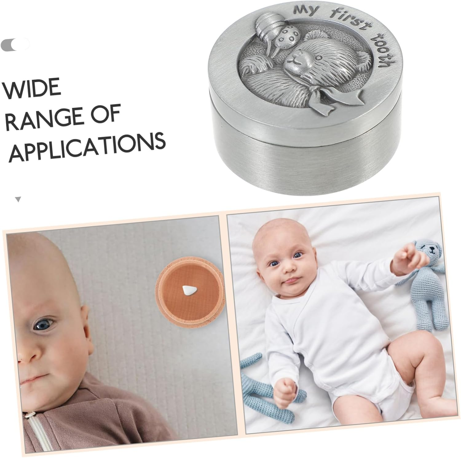 Baby Tooth Box First Tooth Holder Vintage Metal Keepsake Box for Newborns Trinket Organizer for Girls image number 2