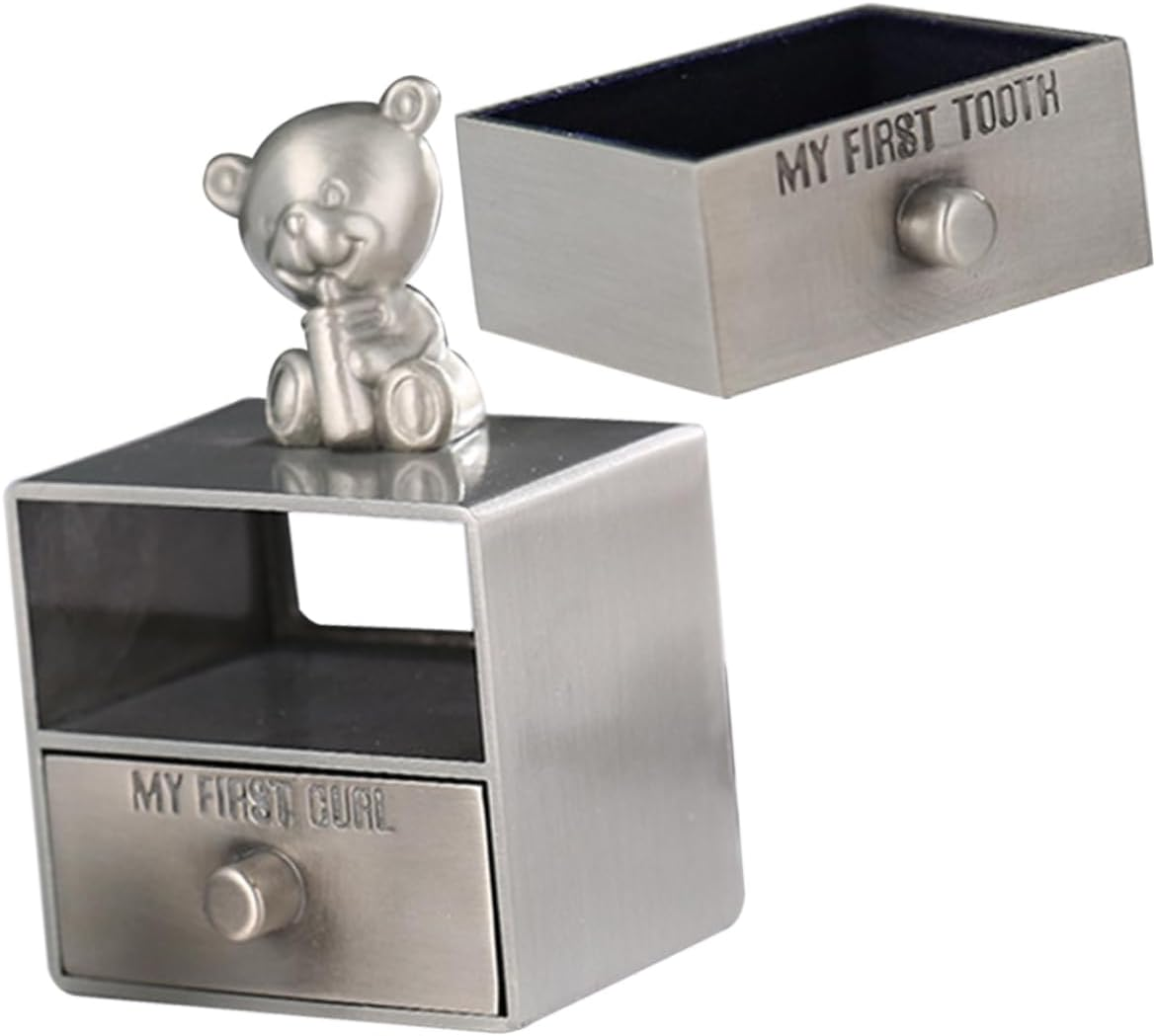 Minkissy Teeth Box Metal Tooth Holder Adorable Keepsake Box Storage Container Boys and Girls Girl image number 6