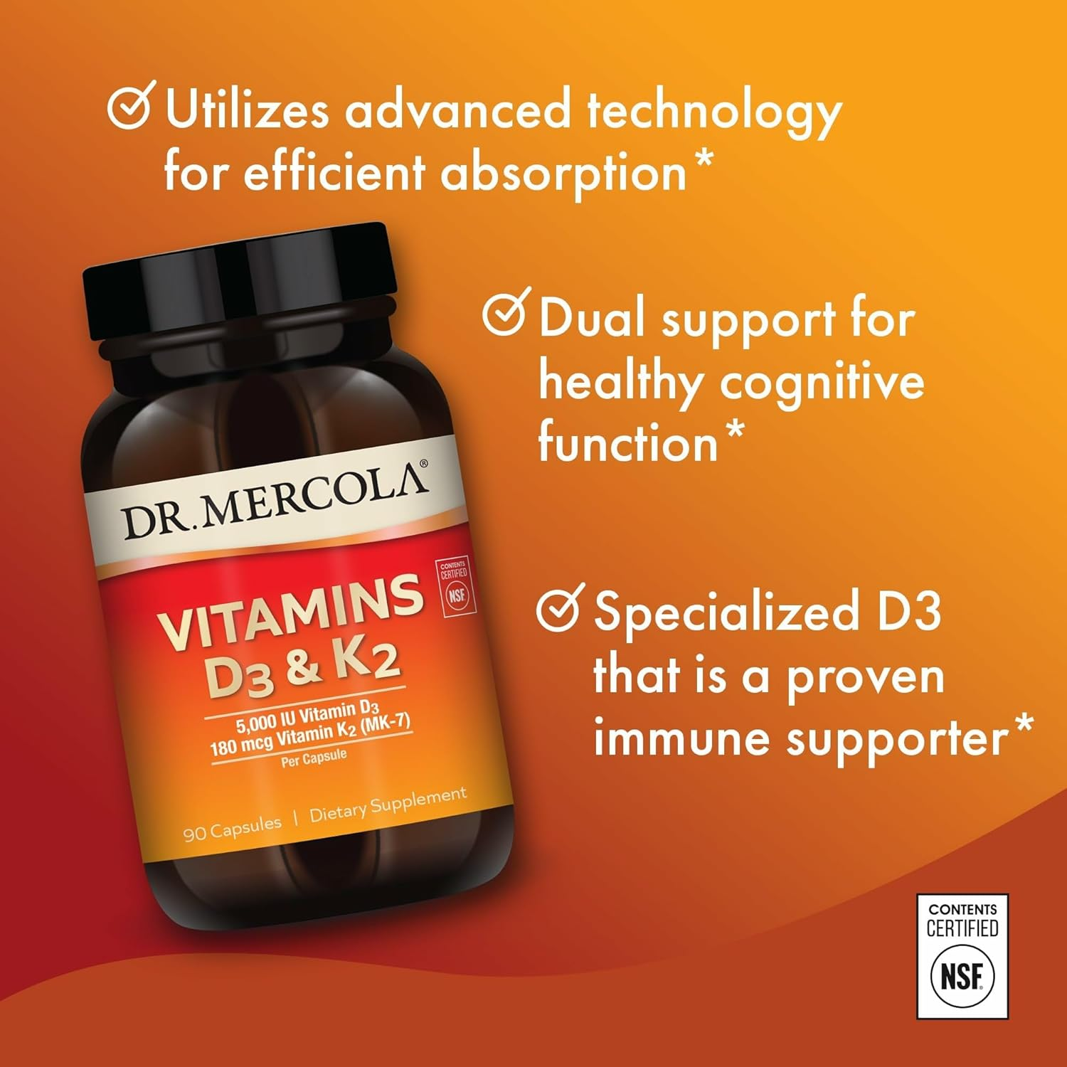 Dr. Mercola Vitamin D3 and K2-90 Capsules image number 6
