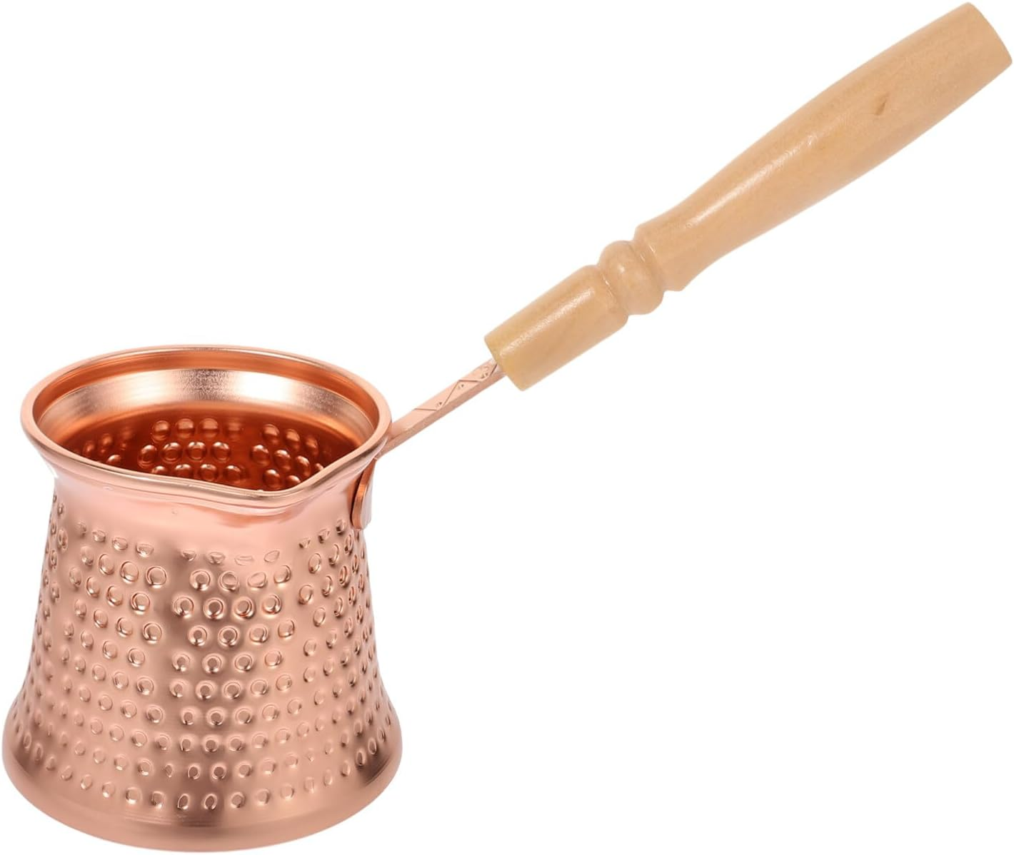 Kichvoe Turkish Coffee Pot Copper Alloy Wood Handle Espresso Maker for Coffee Heating Lightweight and Convenient for Home and Camping Use image number 5