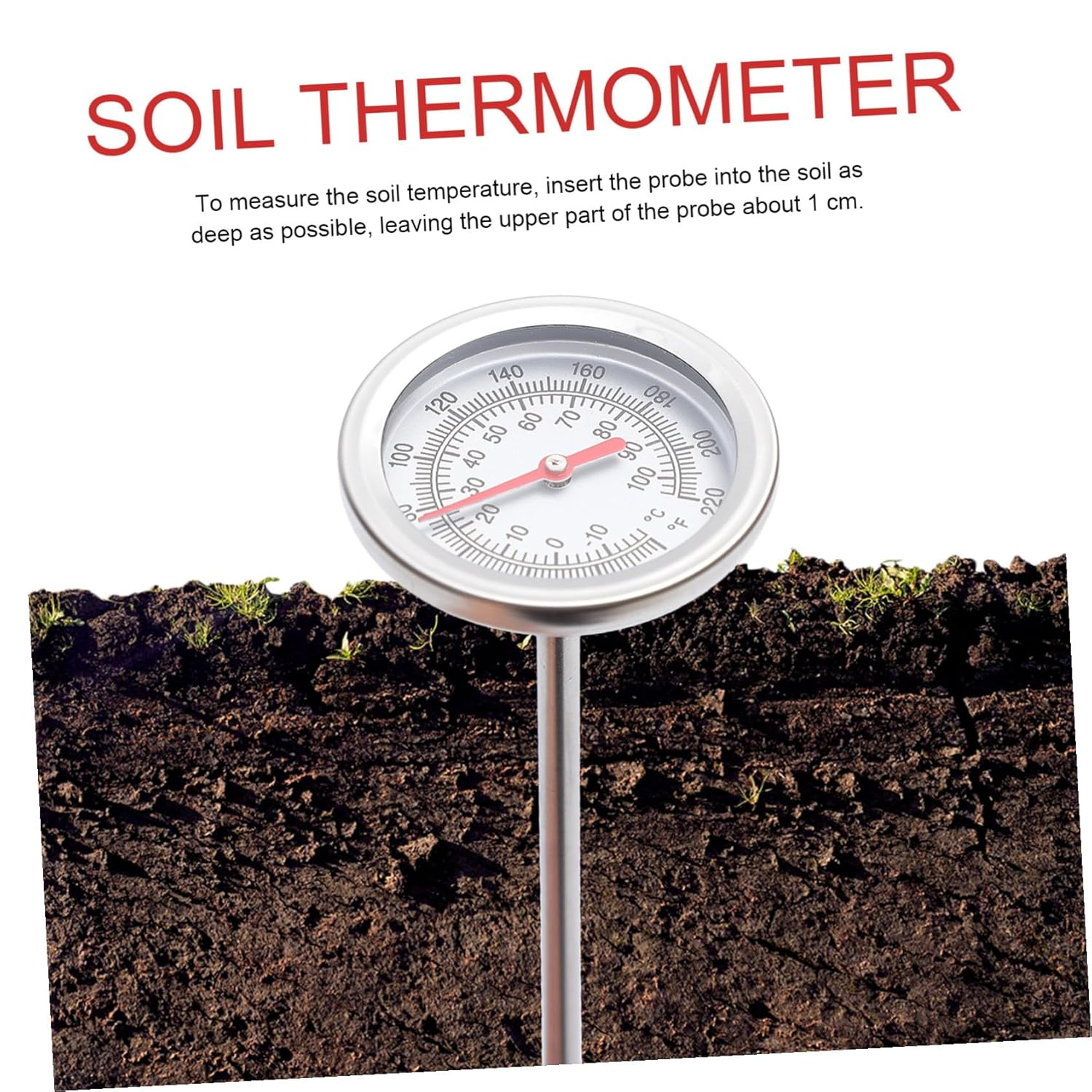 INOOMP Stainless Steel Soil Thermometer with Probe Temperature Measuring Tool for Gardening Compost and Fertilizer Accurate Temperature Detector for Backyard Use image number 5