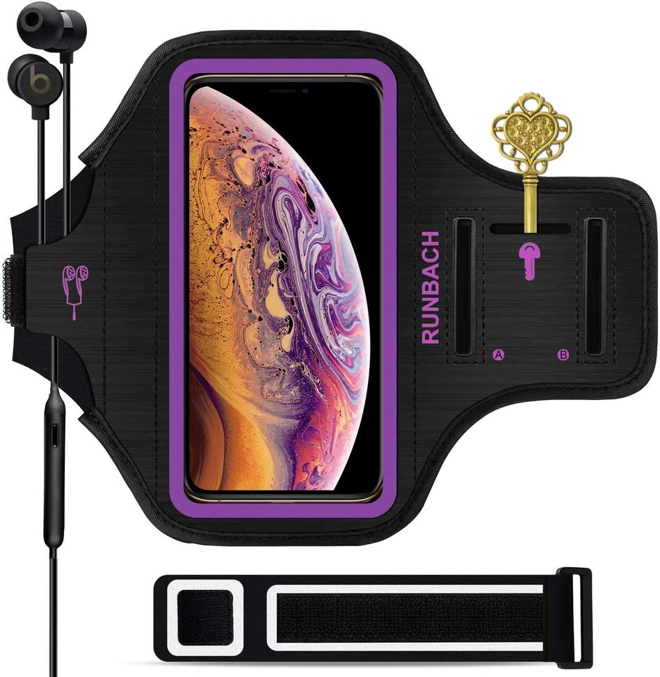 RUNBACH Armband for Iphone 16 Pro Max/16 Plus/15 Pro Max/15 Plus/Iphone 14 Pro Max/14 Plus/13 Pro Max/12 Pro Max/11 Pro Max/Xs Max,Running Exercise Armband with Card Slot for Iphone Max (Black)