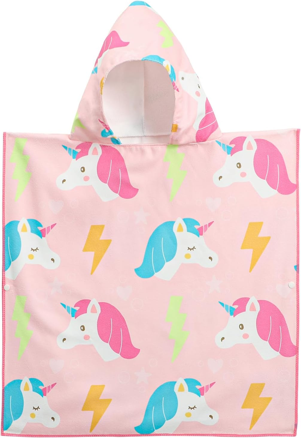 KAKU NANU Hooded Poncho Towels for Kids Beach Swimming Poncho Pink Unicorn Hooded Robe Girl Beach Poncho Pink 2 3 4 5 6 Years image number 2