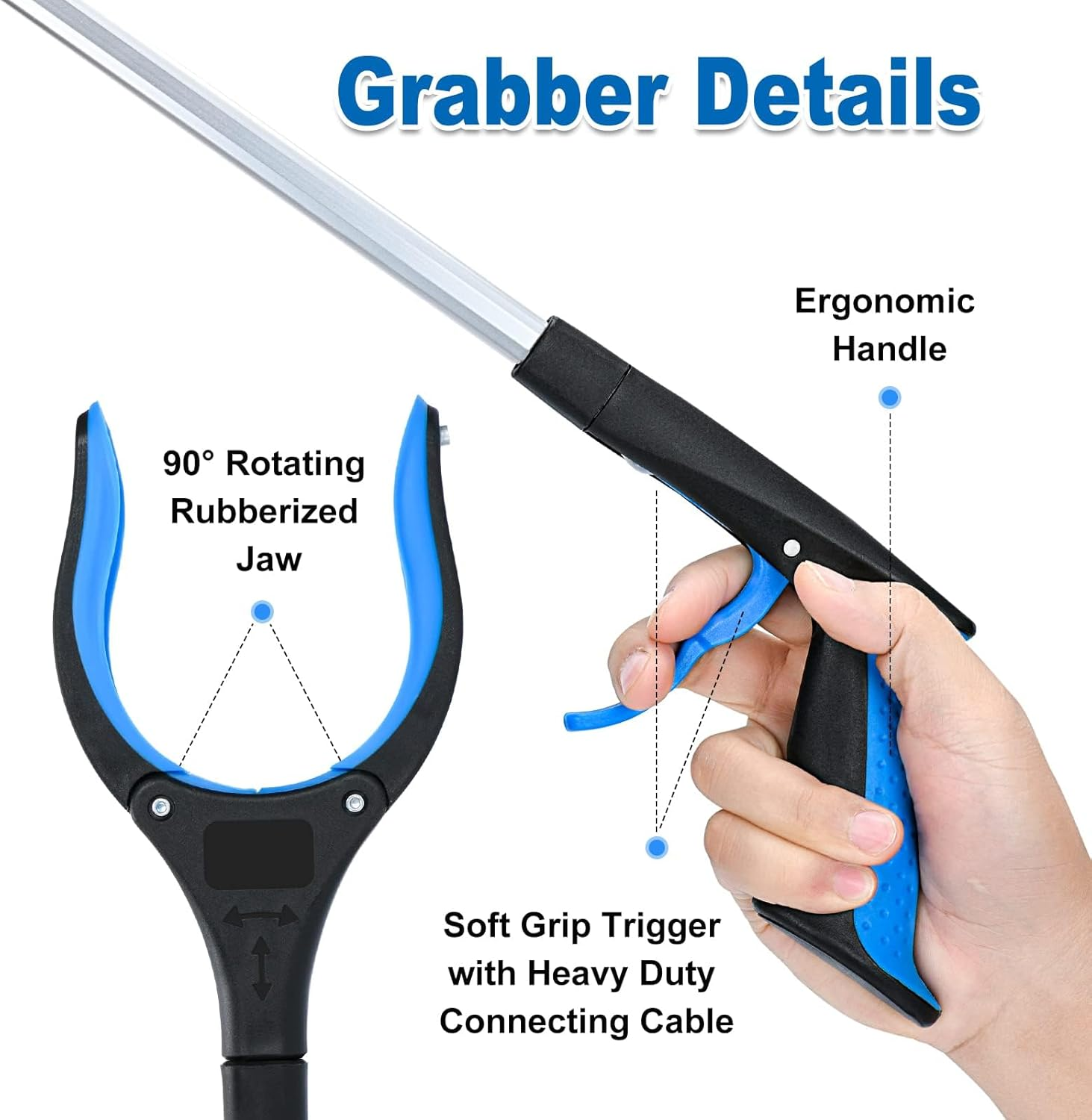 Grabber Reacher Tool 2-Pack ，83Cm Grabber， with 360&deg; Rotating Jaw & Magnet，Grabber Tool for Elderly, Mobility Aid Reaching Assist Tool for Trash Pick Up, Litter Picker, Arm Extension image number 4