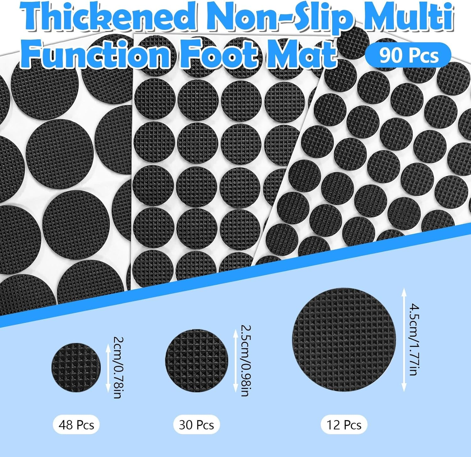 ASTIMESA 90 Pcs 3 Sizes round Anti-Skidding Furniture Pads, Self-Adhesive Rubber Feet Chair Leg Hardwood Floor Protectors, anti Scratches Furniture Sliders for Tiles Table Black (Round 90Pcs) image number 6