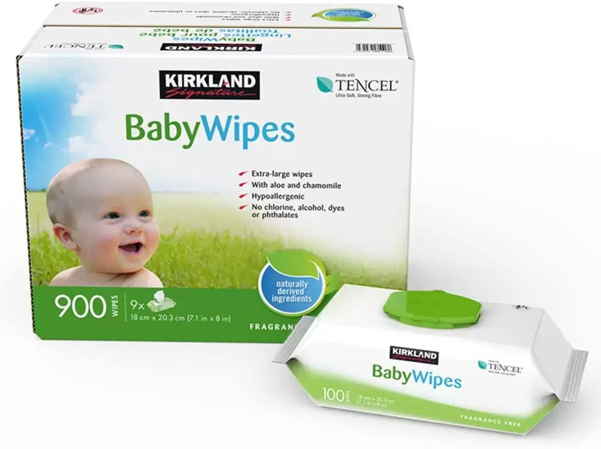 Kirkland Signature Tencel Baby Wipes - Pack of 9 X 100 Wipes image number 2