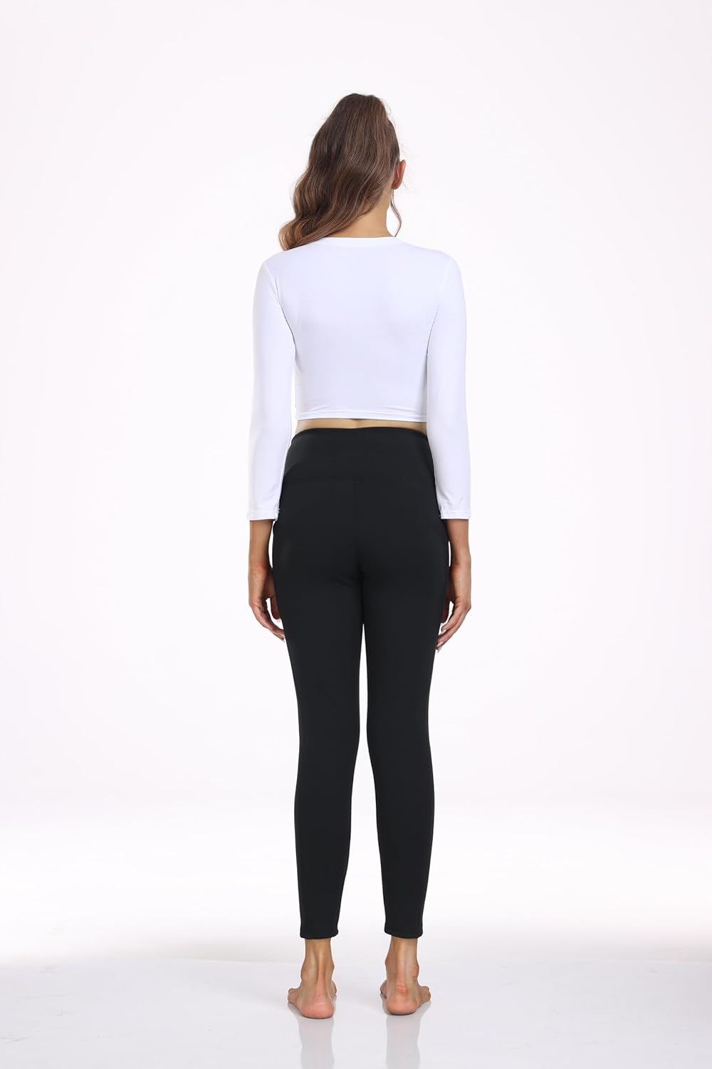 M2M STYLE Thermal Fleece Lined Leggings for Women &ndash; High Waisted Winter Yoga Pants with Pockets | Tummy Control, Soft Warm Workout Tights image number 5