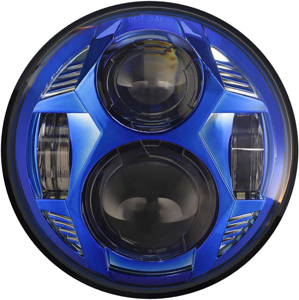 5.75 Inch round Led Headlight 51W 5-3/4" Headlight Compatible with Harley Dyna Sportster Iron 883 Street Rod Street Bob Softail Deuce Custom Super Wide Glide Motorcycle, Black