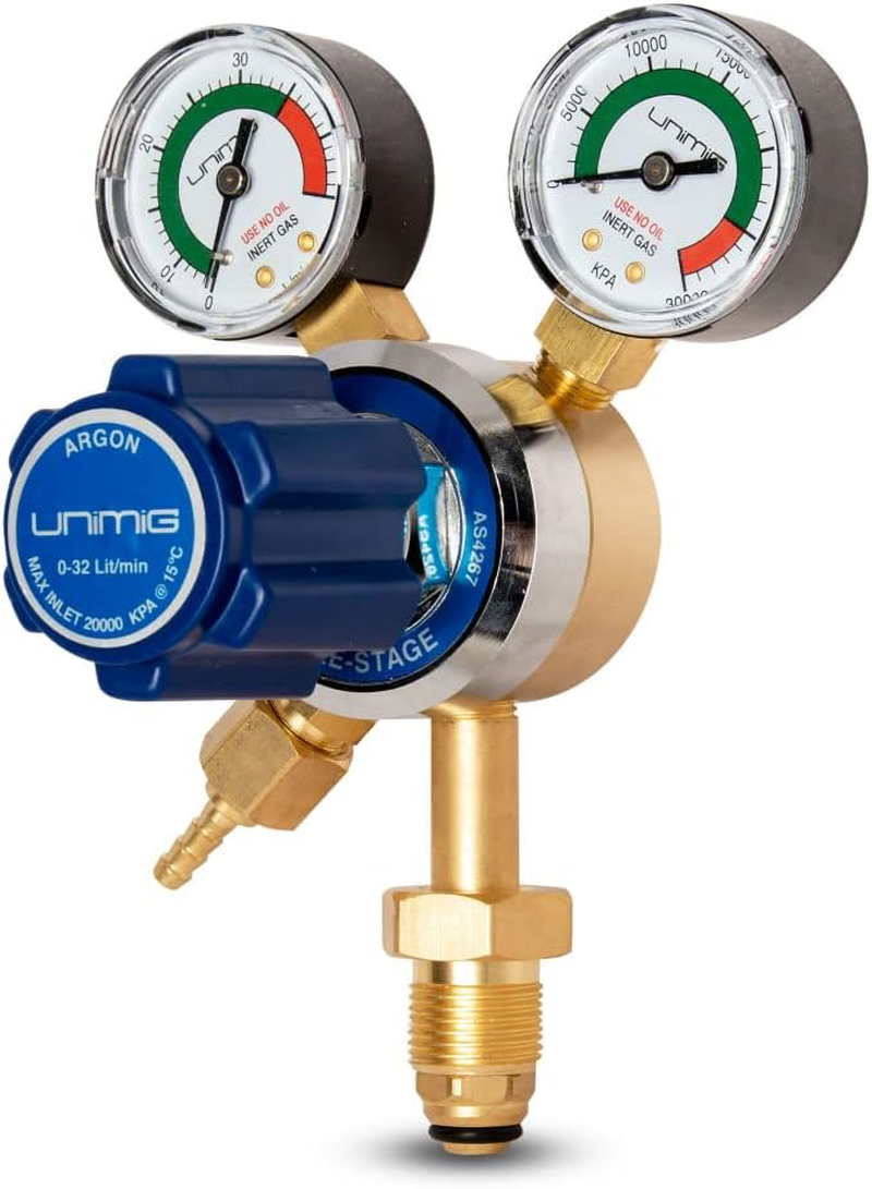 UNIMIG Twin Gauge Argon Gas Regulator CO2 Welding Pressure Flow Meter Argonreg Durable for Easy Reading Tig Welding Parts Mig image number 4