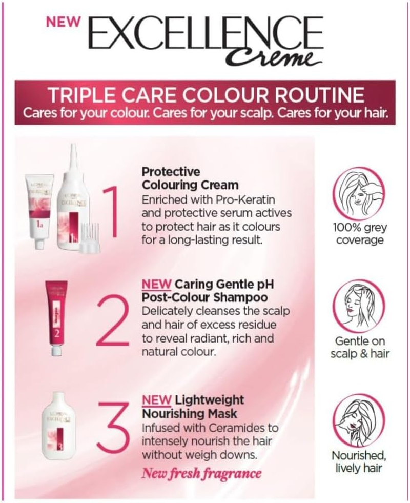 L'Or&eacute;al Paris, Permanent Hair Dye, Strengthening & with up to 100% Grey Coverage, Excellence, Brown 5.0 image number 4