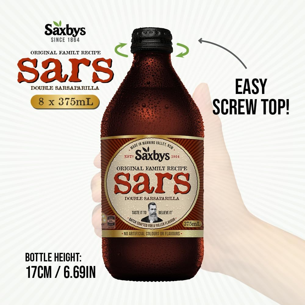Saxby'S Double Sarsaparilla 8 Pack X 375Ml image number 3