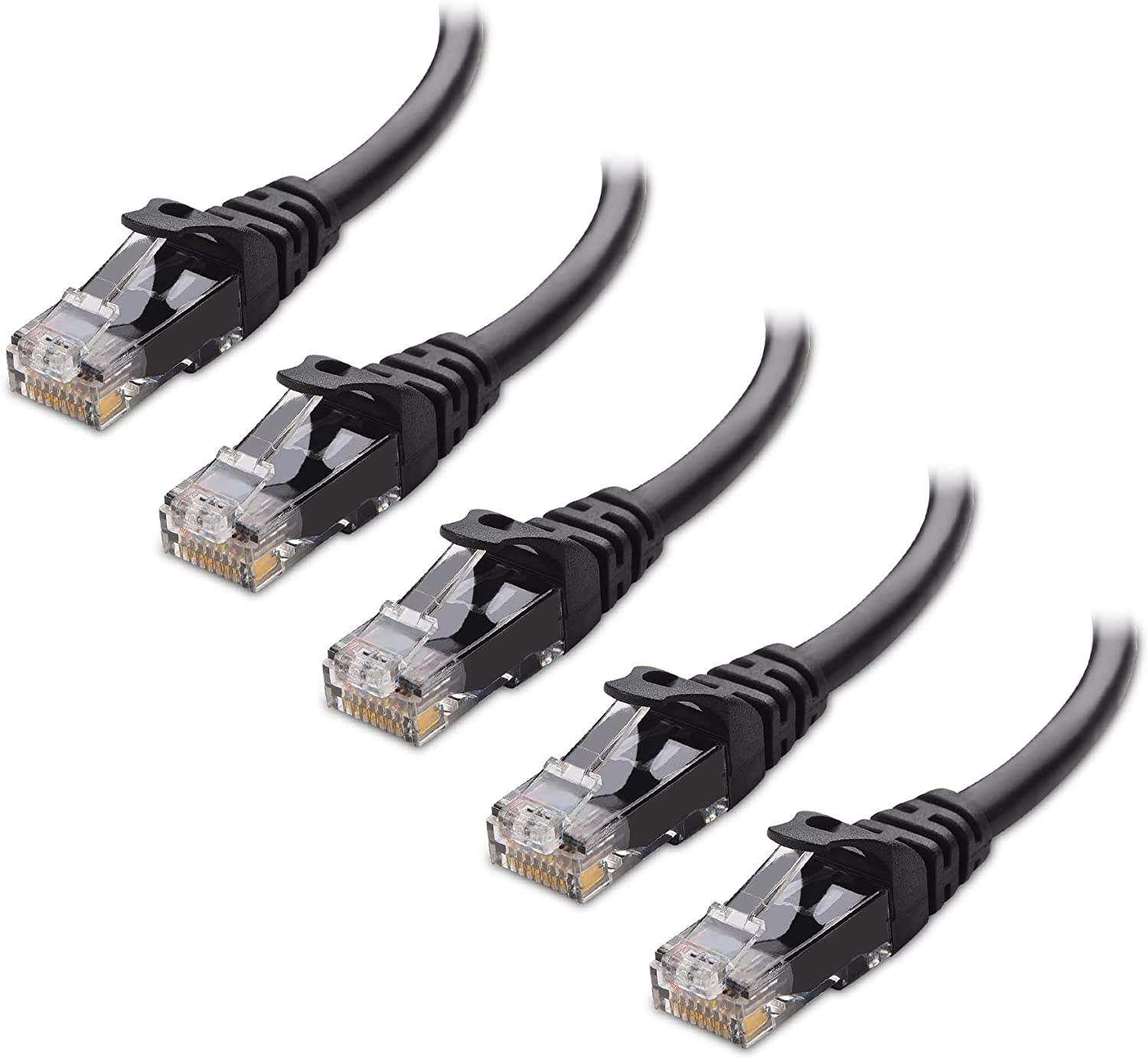 Cable Matters 5-Pack 10Gbps Snagless Short Cat 6 Ethernet Cable - 30Cm, Cat 6 Cable, Cat6 Cord, Ethernet Cord, Black