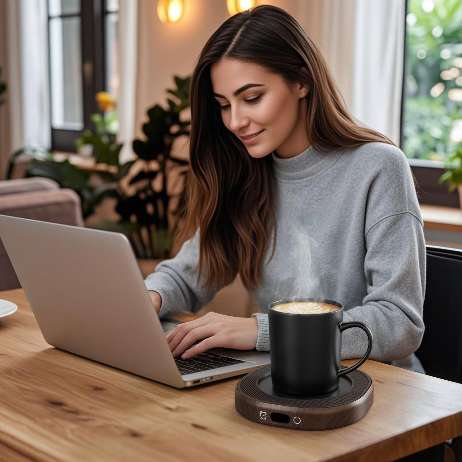 Coffee Mug Warmer, Electric Coffee Warmer for Desk with Auto Shut Off, 4 Temperature Setting Smart Cup Warmer for Heating Coffee, Beverage, Milk, Tea and Hot Chocolate Brown - Australian Standard Plug image number 2