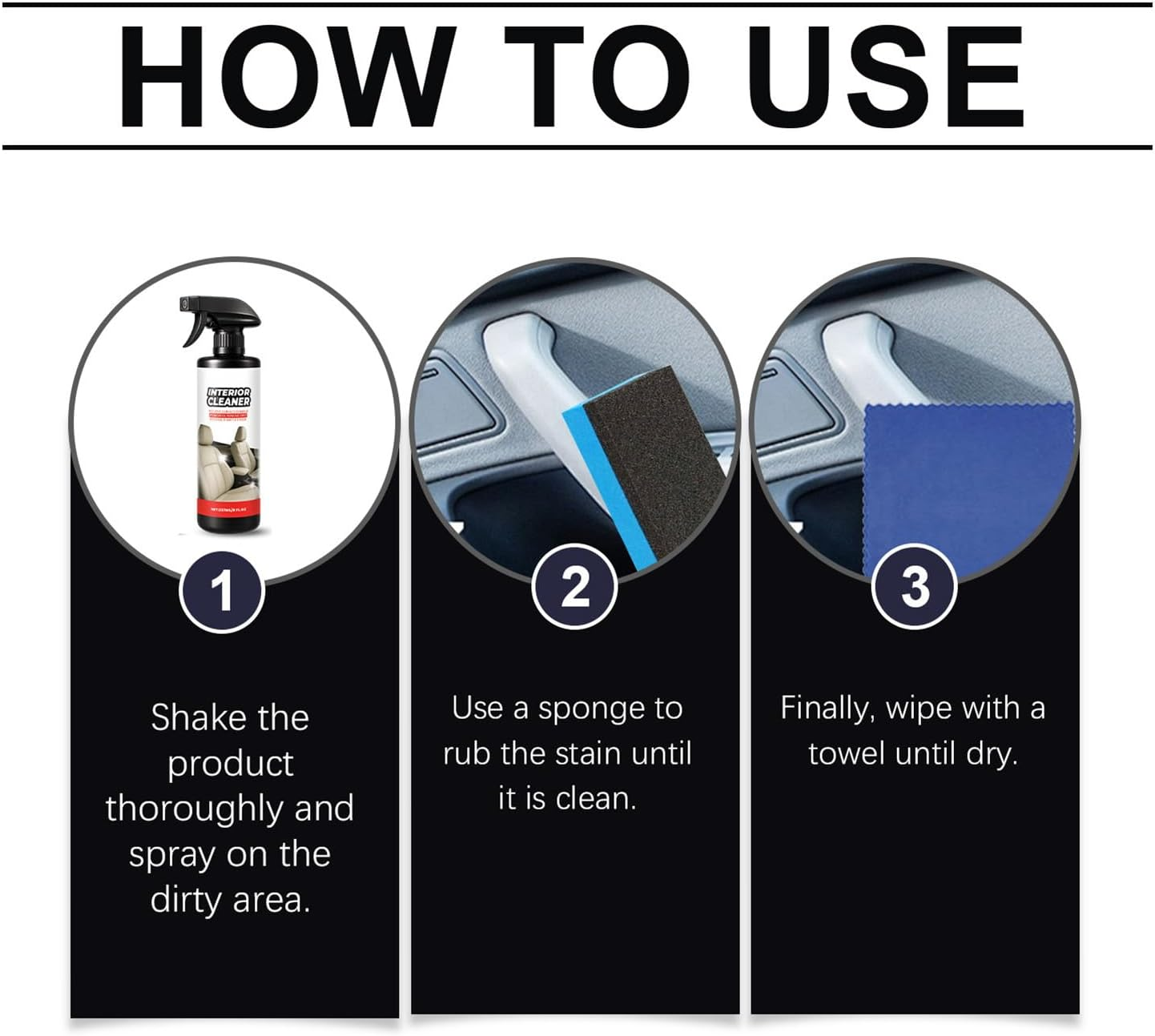 Rissunkv Leather Cleaner - Car Seat Cleaner Spray with Cloth and Sponge - 237Ml Automotive Cleaning Agent for Dashboard Trim Steering Wheel Door Central Console Detailing image number 1
