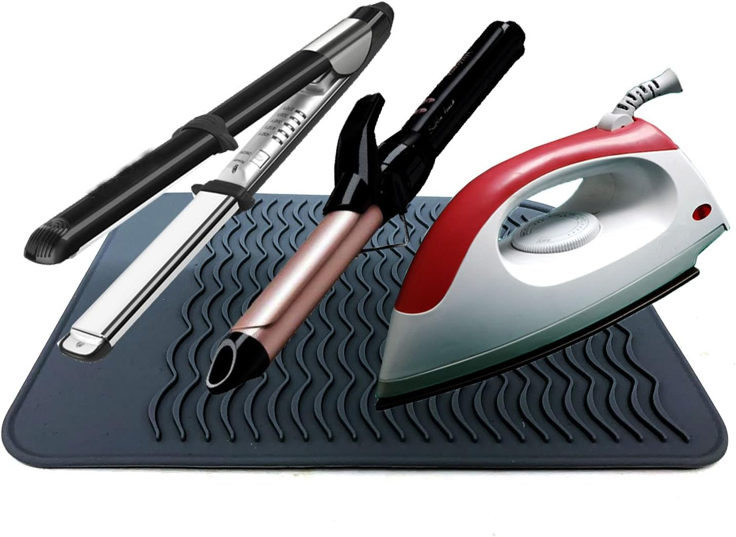 Travel Pad for Straighteners, Curling Iron Counter Protector with Heat Resistant Glove for Curling Irons, Straighteners, Straighteners and Hair Styling Tools, 9 X 6.5 Inches, Black by Lessmon image number 6