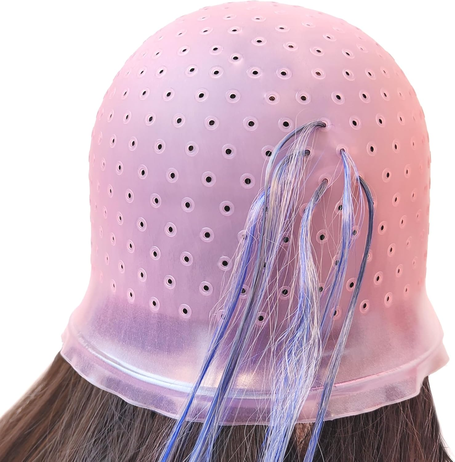 Losaria 12 Pcs Hair Highlighting Kit Highlighting Cap with Holes Pre Punched Hair Frosting Cap DIY Beauty Salon Hair Bleaching Tools Kit Dye Cap Dye Brush Dying Comb Gloves Ear Covers Hair Clips image number 3