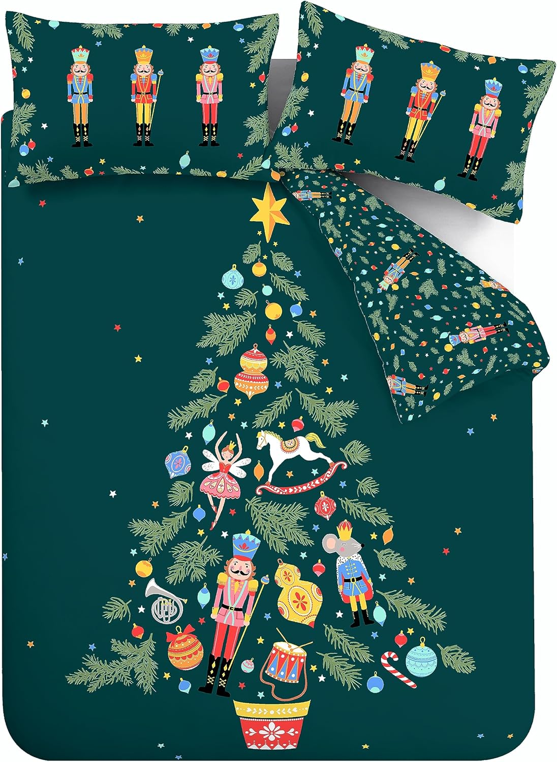 Catherine Lansfield Christmas Nutcracker Reversible Single Duvet Cover Set with Pillowcase Green image number 6
