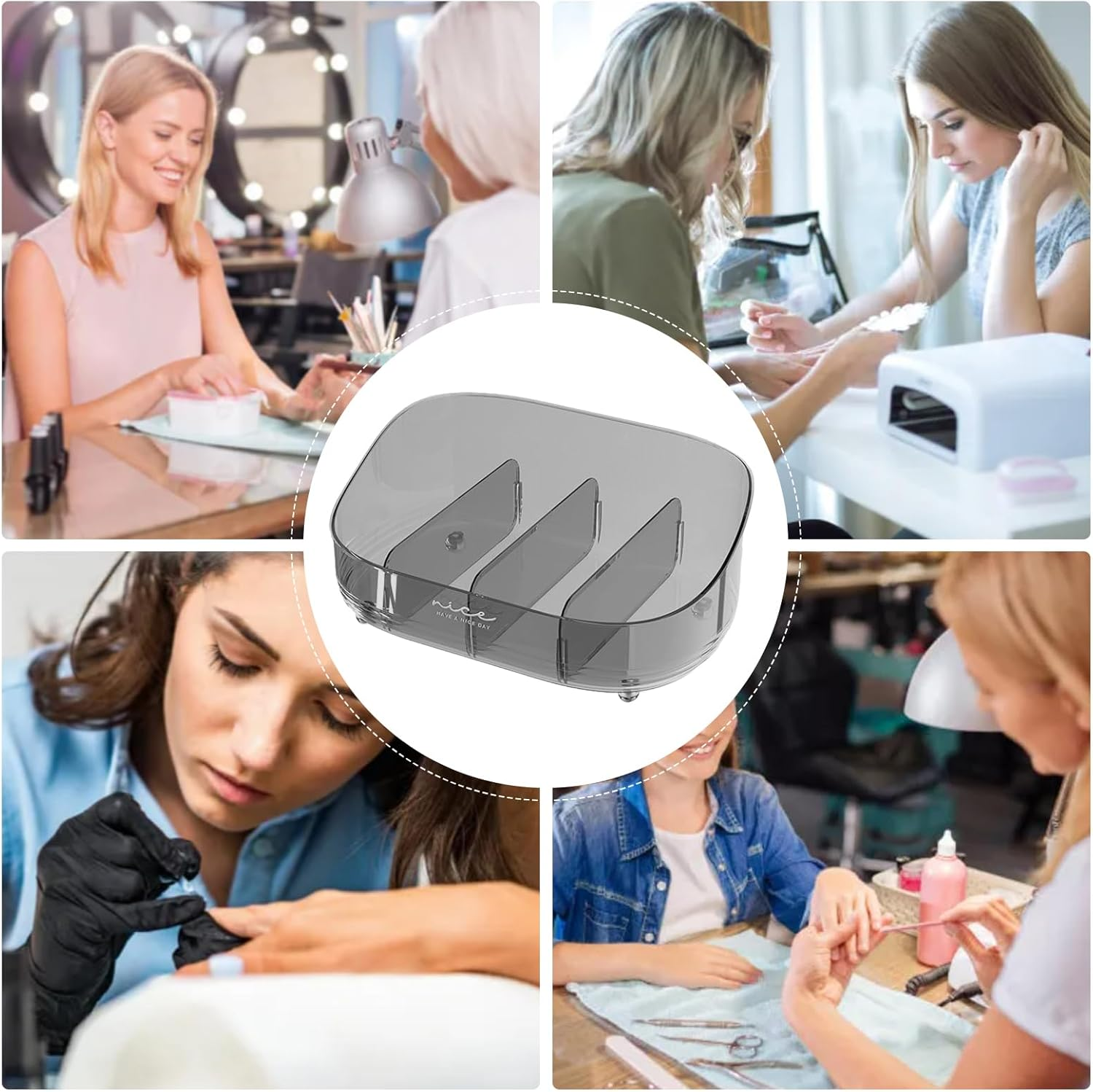 Makeup Organizer for Vanity | 4 Compartments Skincare Case Detachable,Cosmetic Organizer - for Display Bathroom Vanity Counter Dresser Desk Dorm Table Skincare image number 6