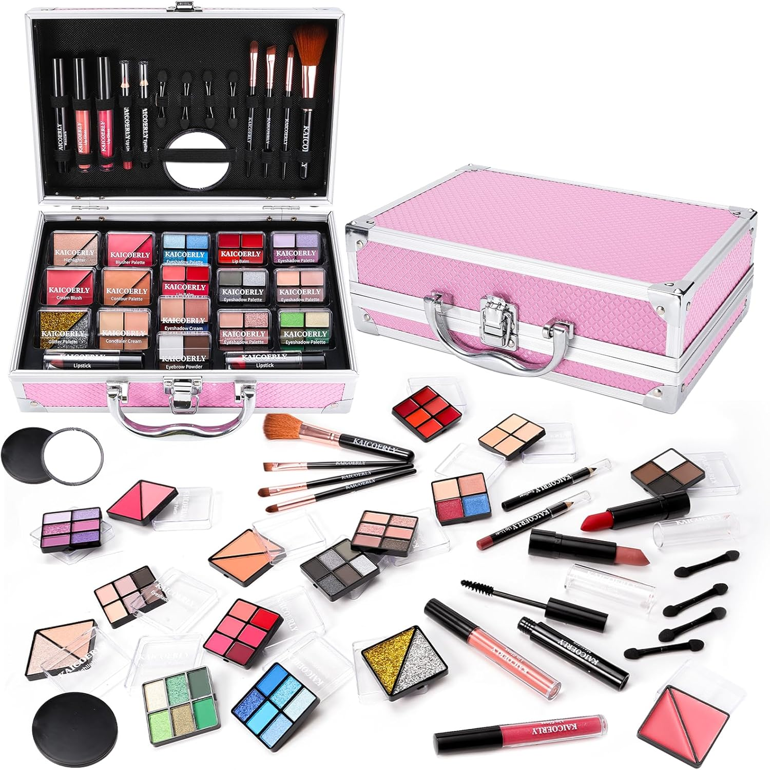 Makeup Kit for Women Girls, Fashionable Make up Present Set for Beginners Professionals Traveler with Case, Makeup Essential with Eyeshadow Palette, Lip Gloss, Mascara,Foundation Face Primer(Purple)