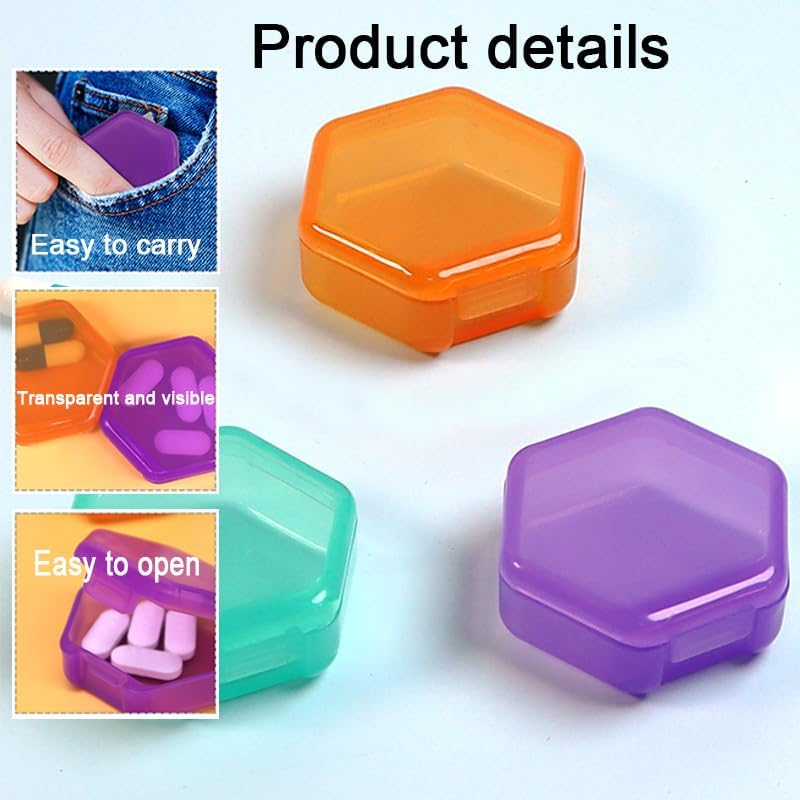 3 Packs Small Pill Organizer, Travel Pill Container Mini Pocket Pill Organizer Daily Single Pill Containers Portable Medicine Holder for Purse Vitamin Fish Oil Supplements (Mixed Color) image number 4