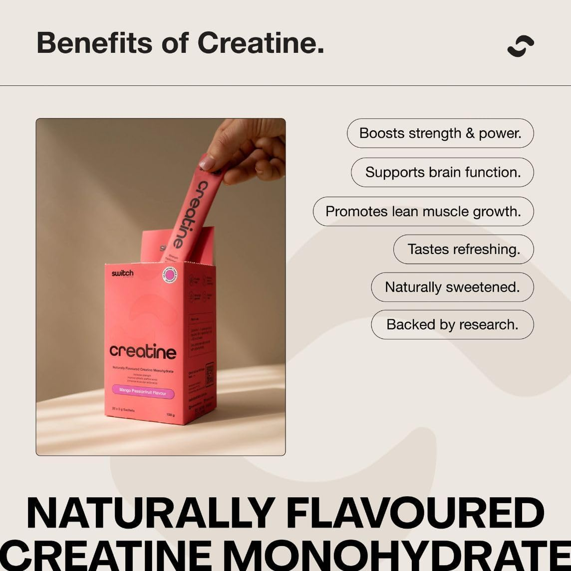 Switch Nutrition Flavoured Creatine Sachet Box, 20 Sachets, Assorted Flavours, Creatine Monohydrate, 5G per Serve, Supports Strength and Power image number 3