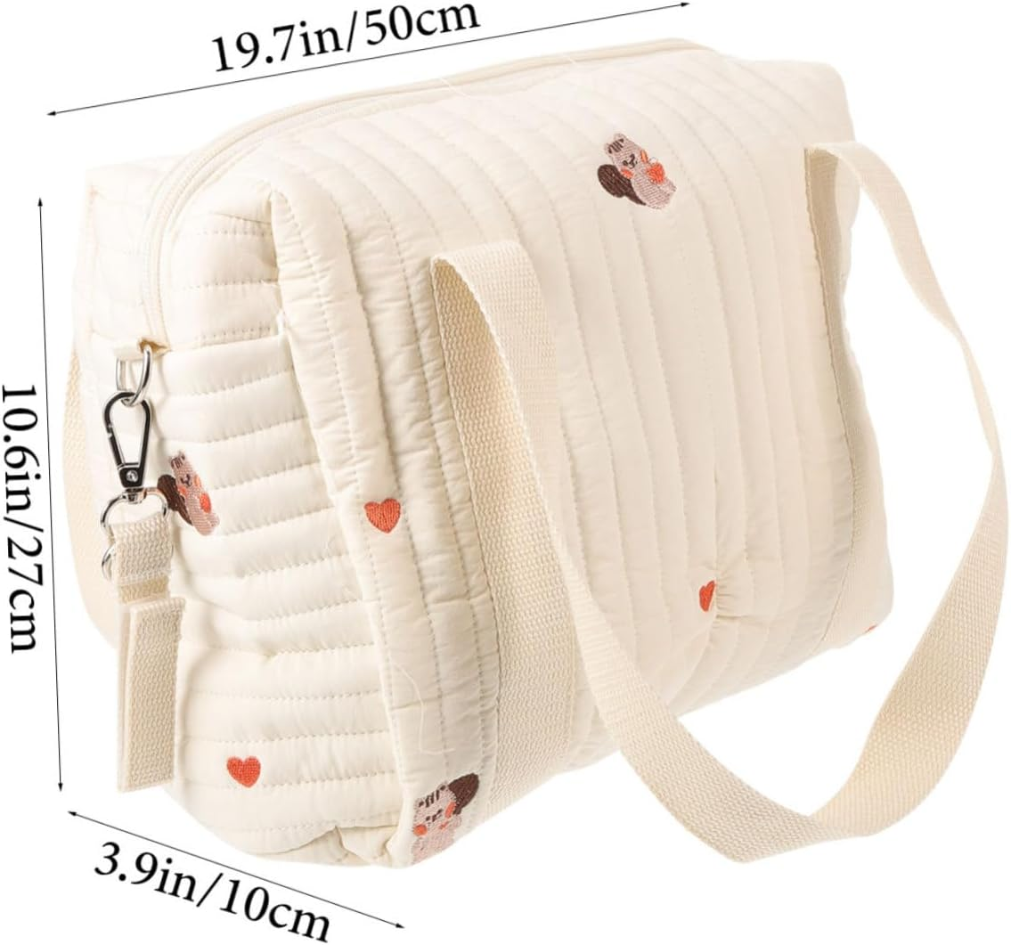 Cotton Diaper Bag Compact Portable for Travel Outdoor Double Straps Tote Storage image number 3