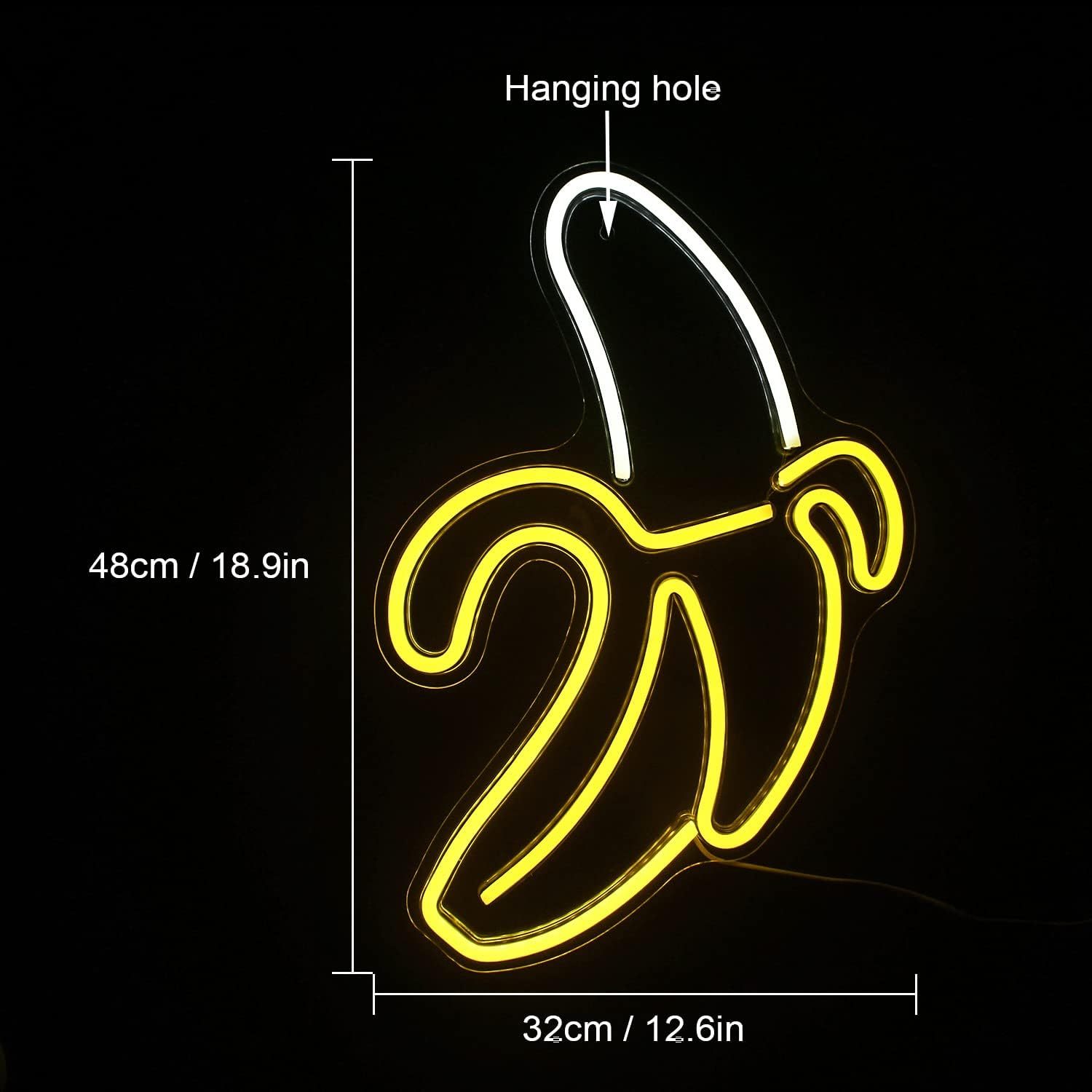 Banana Neon Signs Neon Lights LED Art Decorative Wall Lights Neon Lights for Room Wall Birthday Party Bar Decoration 11''X19.7'' (Warm Yellow) image number 1