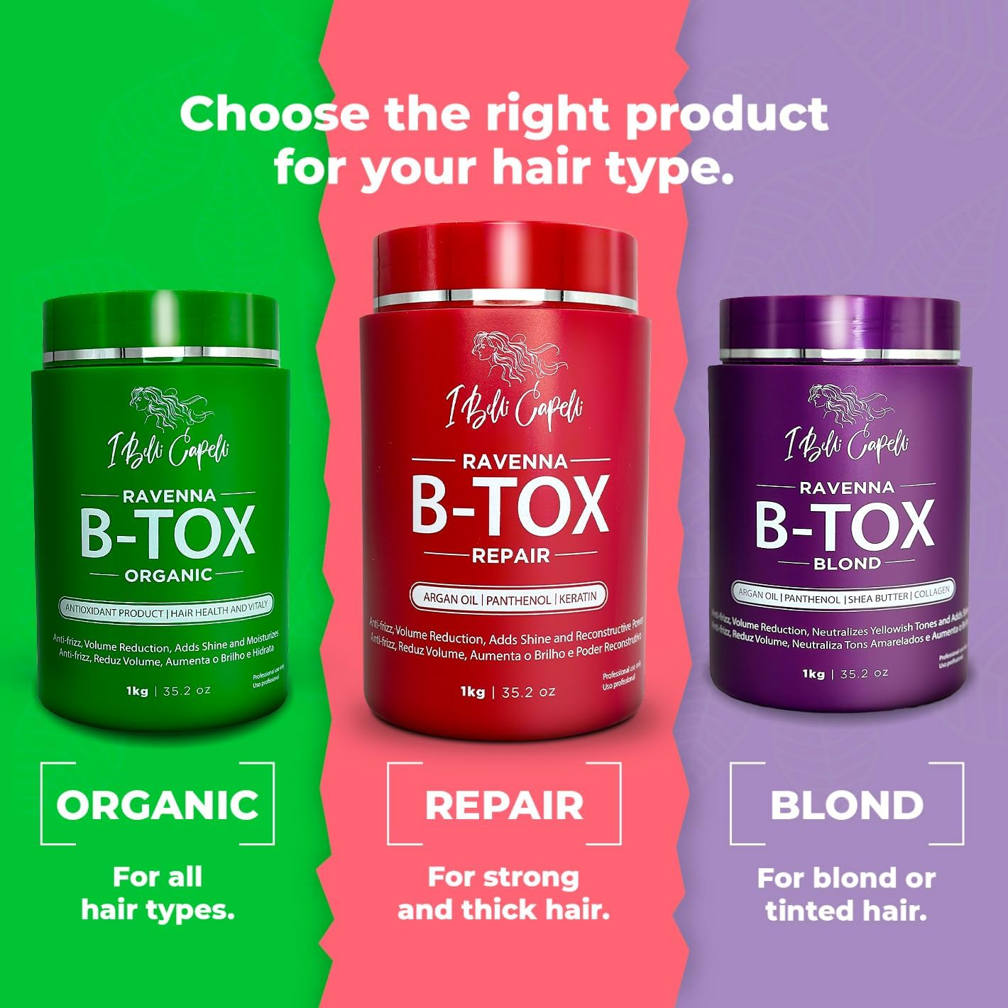 I Belli Capelli Ravenna Repair Hair B-Tox -Cirugia Capilar Para El Cabello, Formaldehyde-Free- B-Tox Capilar Para El Cabello, Long Lasting Anti-Frizz,B-Tox Hair Treatment, Pack of 2 (35.2 Oz/1Kg) image number 2