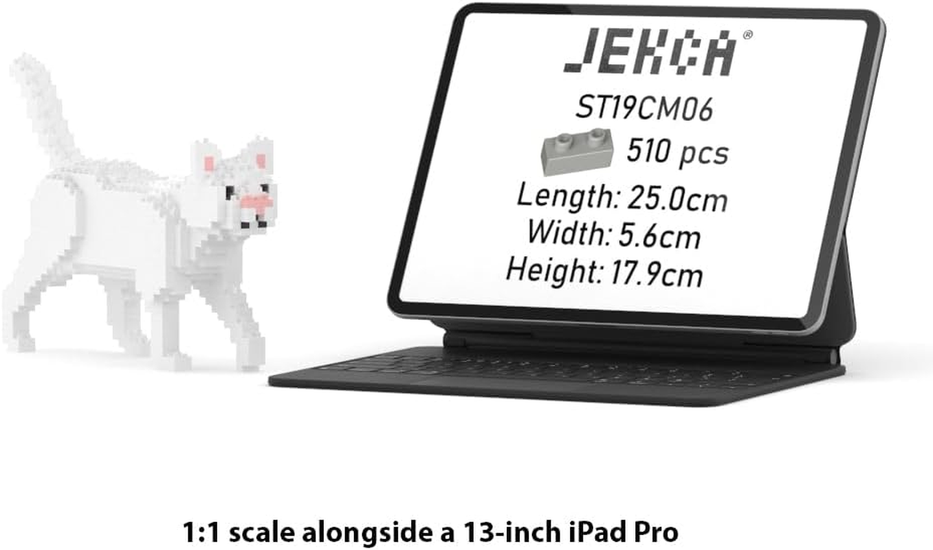 JEKCA White Cat Mini 01S | Plastic Building Blocks | Age 14+ - Black And White Cat image number 4