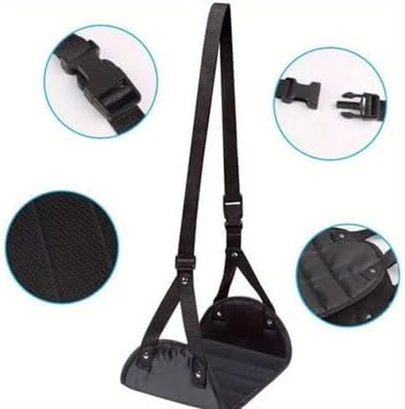 Adjustable Airplane Foot Rest for Travel - Portable Flight Footrest with Detachable Hammock, Lightweight Carry-On Foot Rest Accessories, Ergonomic Height Adjustment (Black) image number 6