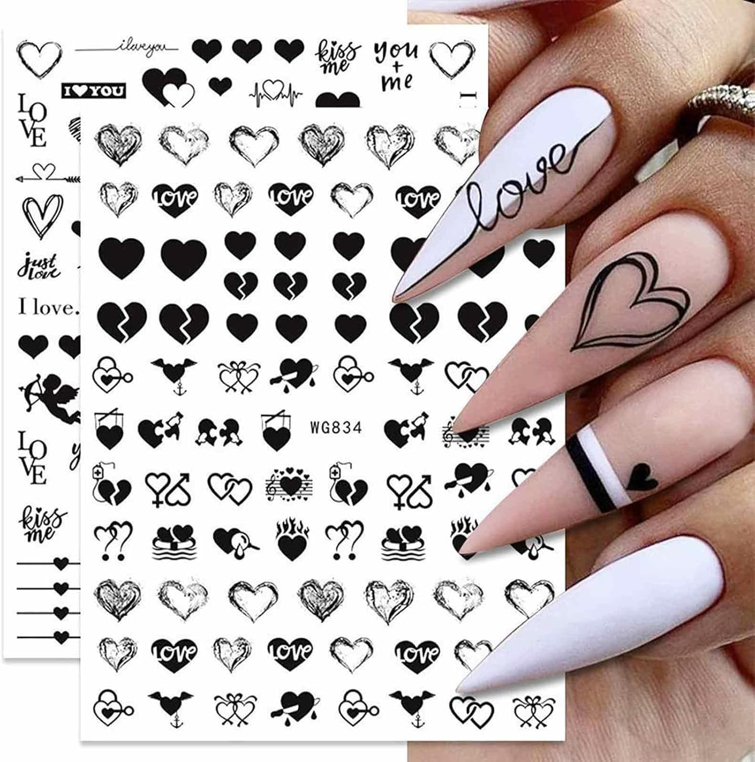 Stickers Decals, 3D Self Adhesive Nails, 6 Pieces Valentines Day & Decals, Manicure Accessories for Women Girls, Nails Decorations Supplier, Easy to Use