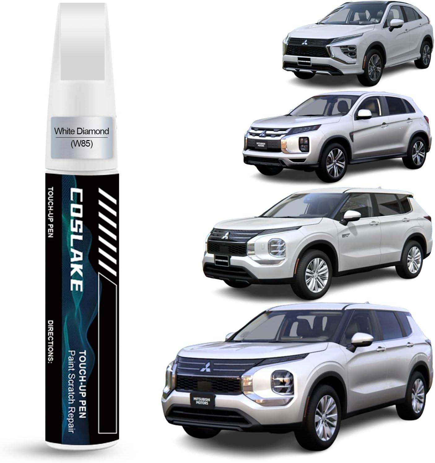 Car Touch up Paint(White Diamond(W85)) for Mitsubishi, Car Paint Scratch Repair Kit, Quick & Easy Solution to Repair, 2 in 1 Scratch Remover Pen with 2PCS Disposable Micro Applicators image number 1
