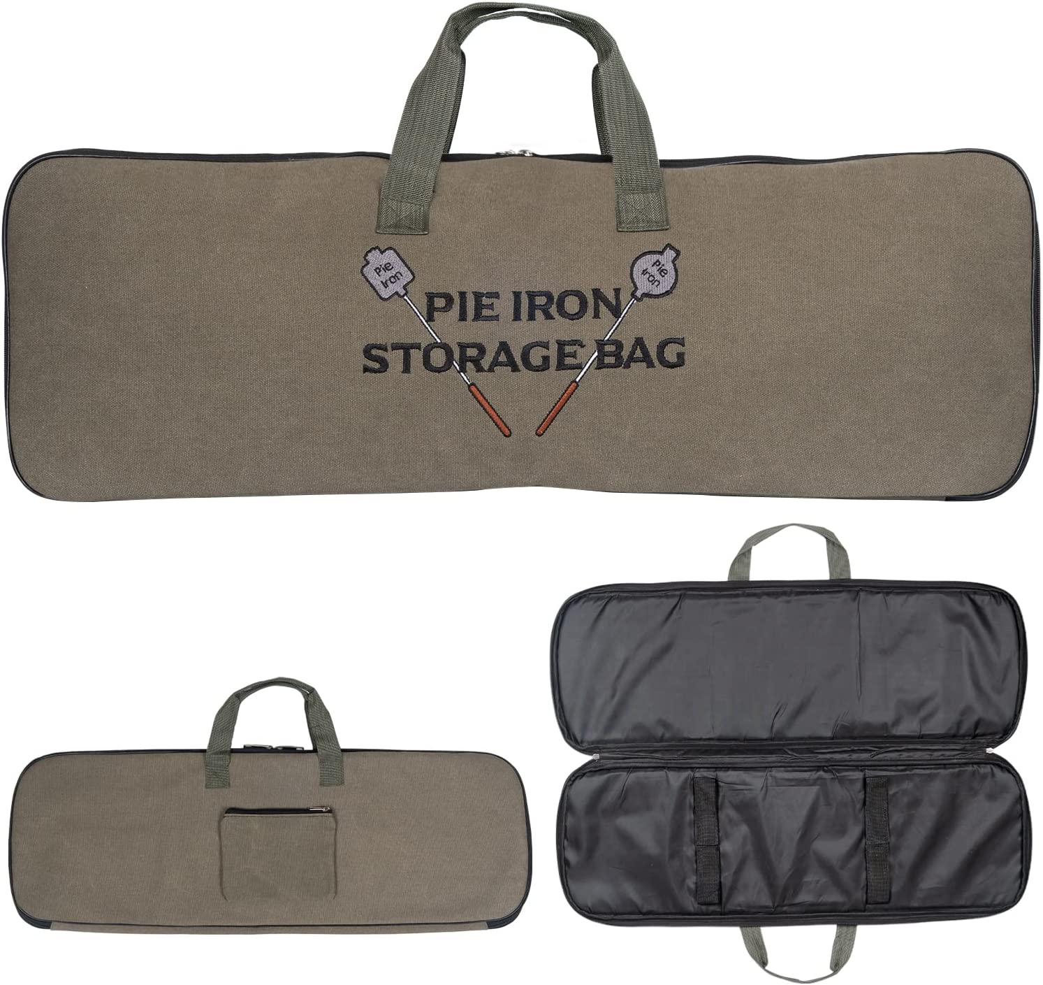 Deluxe Mountain Pie Maker Bag for Campfire Pie Iron - Fits up to 4 Cast Pie Irons, Heavy Duty Thick Padding with Extra Pocket for Fire Pit Accessories, Strong Straps to Keep Pie Maker Stable, 32&times;10 In