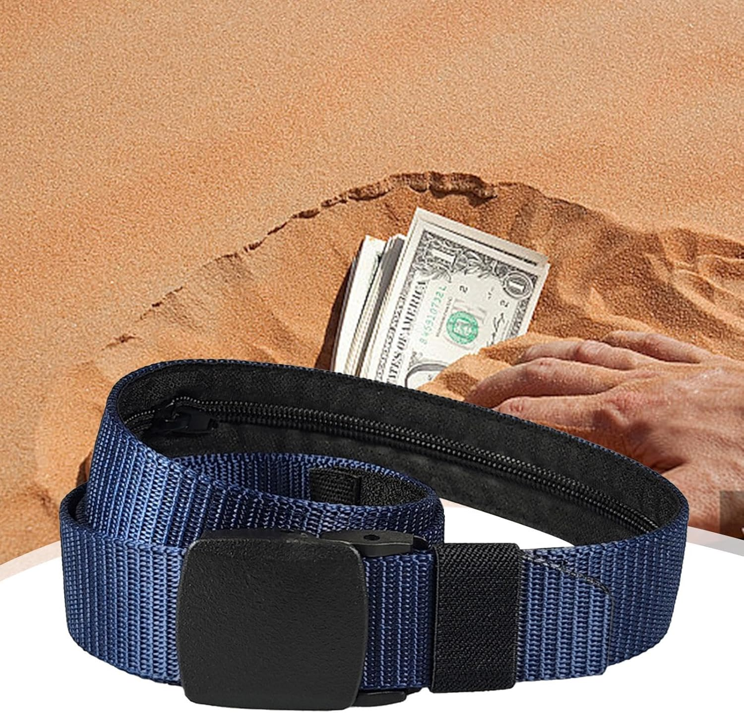Travel Safety Belt, Travel Bag Belt, Cashsafe Anti-Theft Travel Wallet Belt - Belt with Money Compartment, Safety Money Belt for Valuables, Breathable Waist Belt for Valuables, Bar, Darkblue, Siehe image number 4
