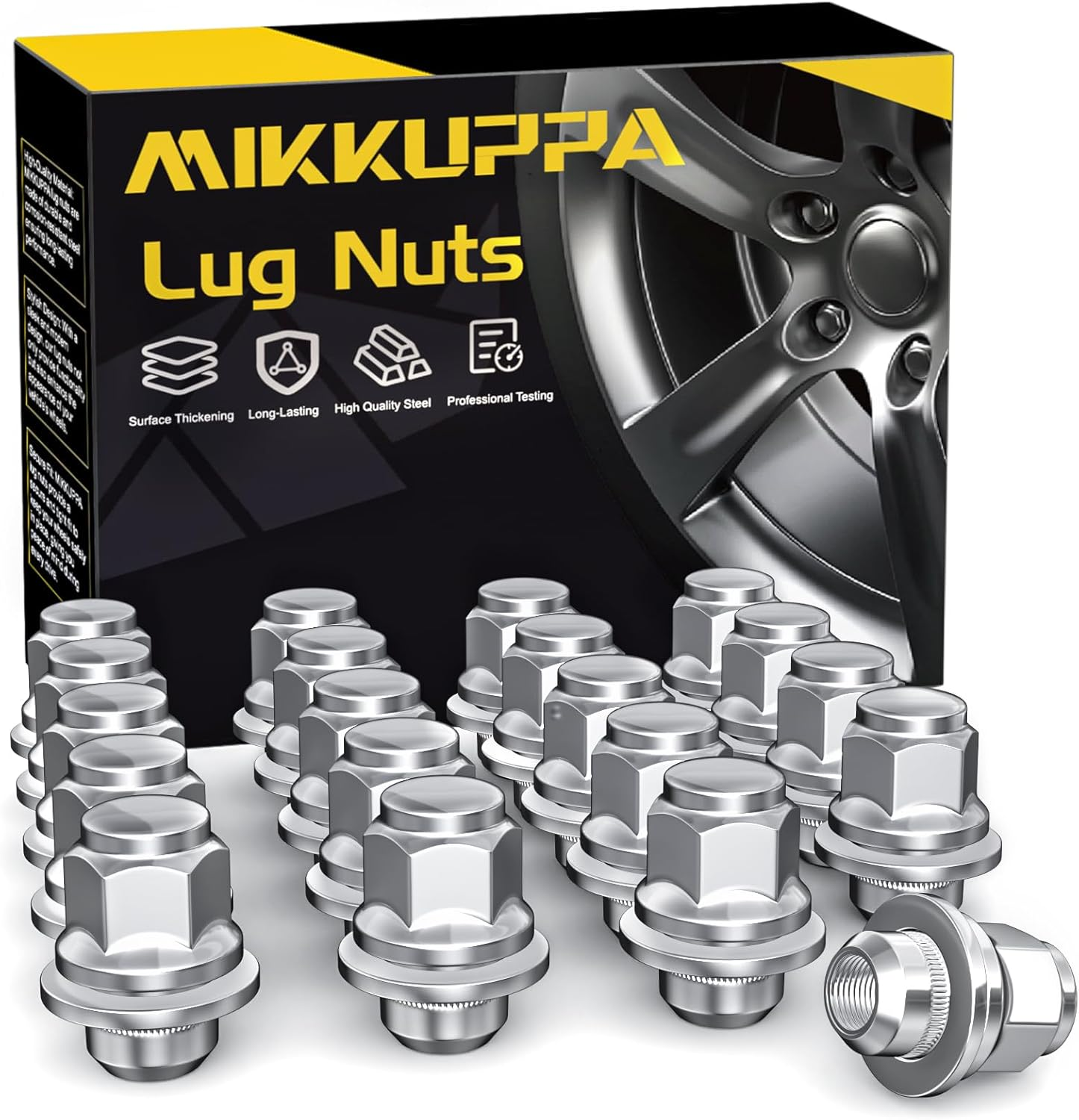 MIKKUPPA M12X1.5 Lug Nuts - 20Pcs One-Piece Chrome OEM Style Mag Seat Lug Nuts - Replacement for Toyota Avalon Camry Corolla Highlander, Lexus Scion Mitsubishi Pontiac Factory Wheels image number 2