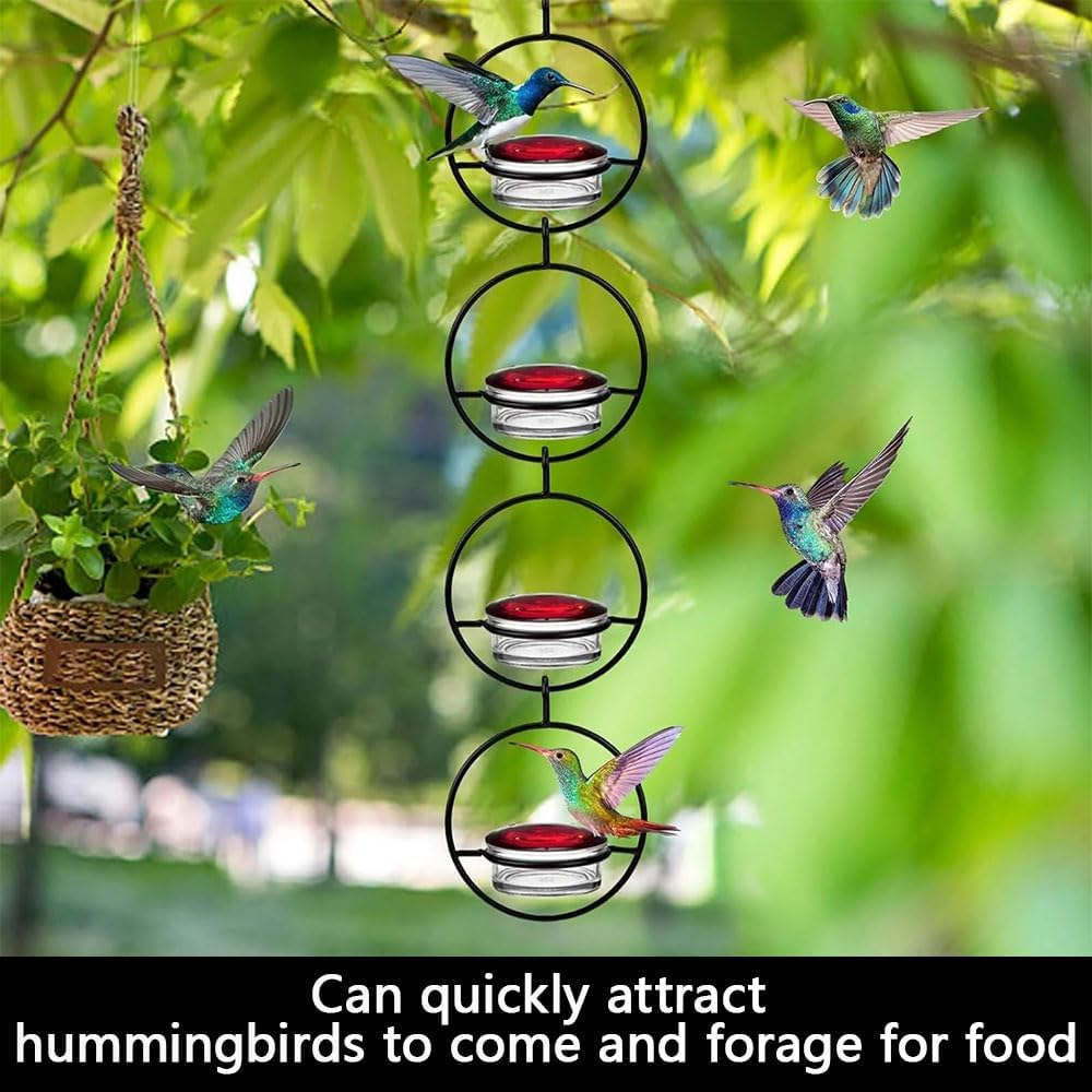 Hummingbird Feeder, 4PCS Circular Hanging Ant & Bee-Proof Hummingbird Feeders for Outdoor Garden, Patio, Backyard - Leak-Proof, Easy to Clean and Refill image number 3