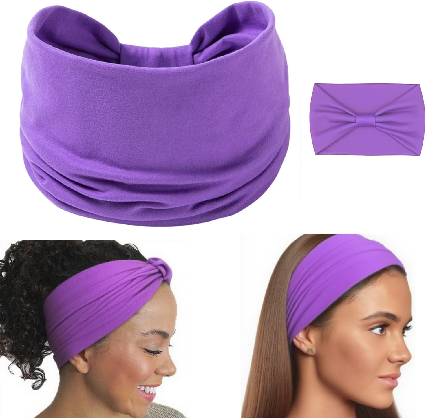 Headbands for Women, Elastic Non-Slip Exercise Headbands Sweat-Wicking for Yoga, Fitness, Tennis & Running Sports