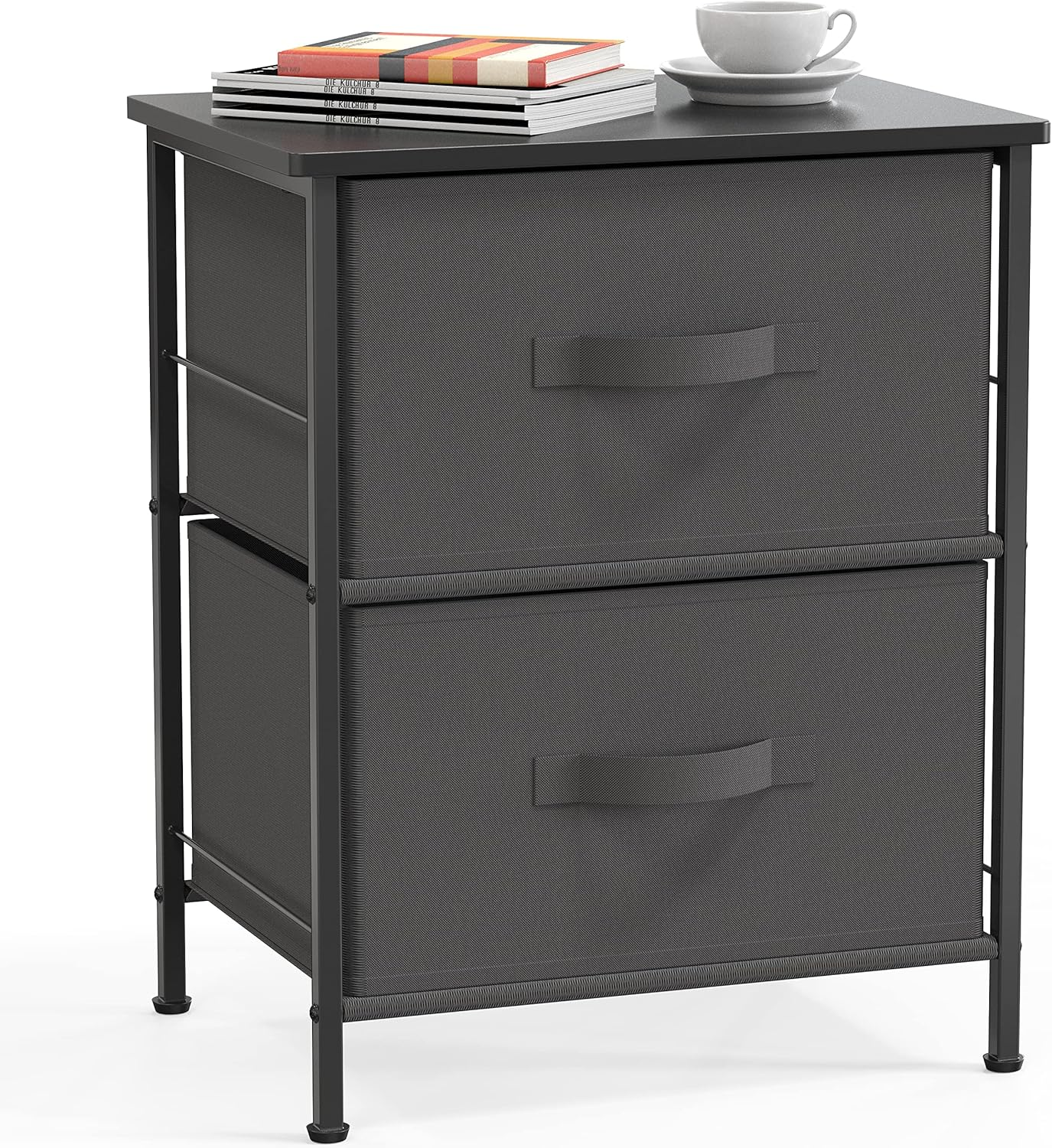 Simple Houseware 2 Tier Night Stands Dresser for Bedroom Organizer Drawer Storage Tower, Brown