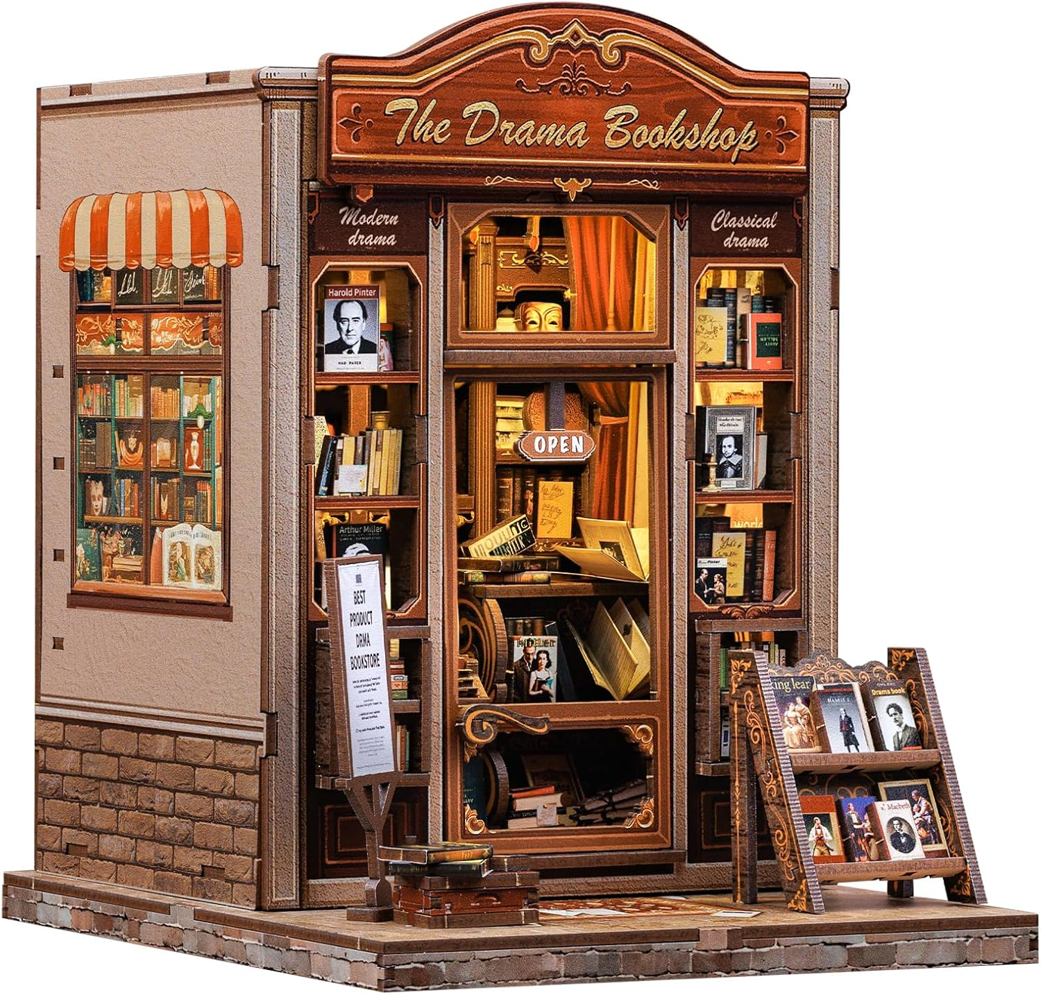 CUTEBEE Book Nook Kit - DIY Miniature House Dollhouse Kit for Adults and Teens, Booknook Tiny House Bookshelf Decor 3D Wooden Puzzle for Family, Friends (The Drama Bookshop) image number 3