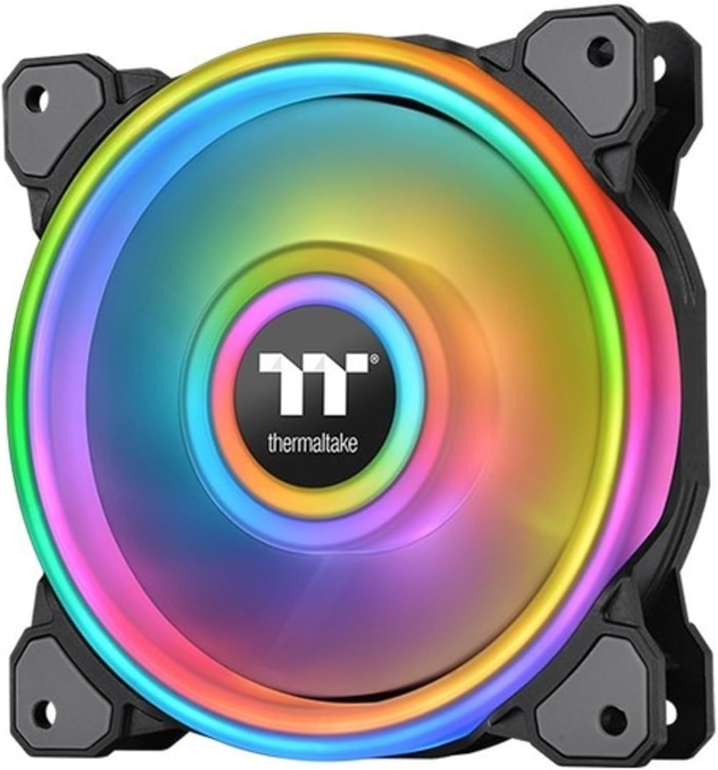 Thermaltake Riing Quad 120Mm 16.8 Million RGB (Alexa, Razer Chroma Sync-Able), 4 Light Rings 54 Addressable LED, 9 Blades Hydraulic Bearing Case/Rad Fan (NO Controller),1-Pack, CL-F088-PL12SW-C, Black