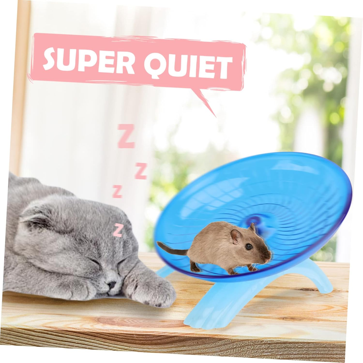 TEHAUX Hamster Hedgehog Run Disc Exercise Wheel Pet Toy Non Run Disc for Small Pets Guinea Pig Toys - Blue image number 5