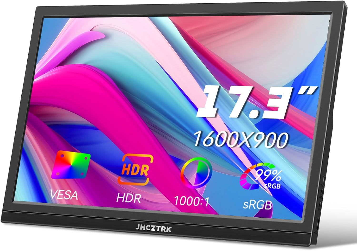 Portable Monitor 17.3Inch 1600X900 HDMI USB-C Laptop Gaming Monitor with Built-In Speakers and Stand External Slim Travel Monitor Mac Smartphone PS4/PS5 Gaming Monitor Second Monitor image number 3