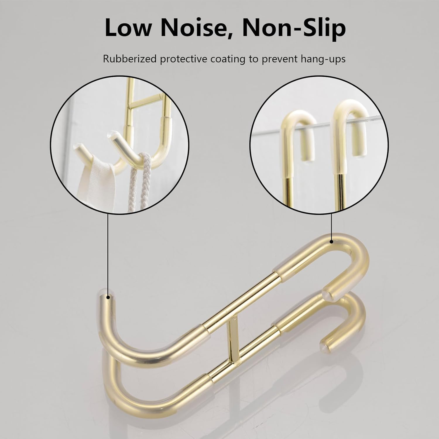Over Shower Glass Door Hook, 2 Pack 304 Stainless Steel Extended Shower Door Hooks, Bathroom Frameless Drilling-Free Hanger, Double Side Towel Hooks, for Bathing Suits, Robe, Loofah, Shaver (Gold) - Gold image number 4
