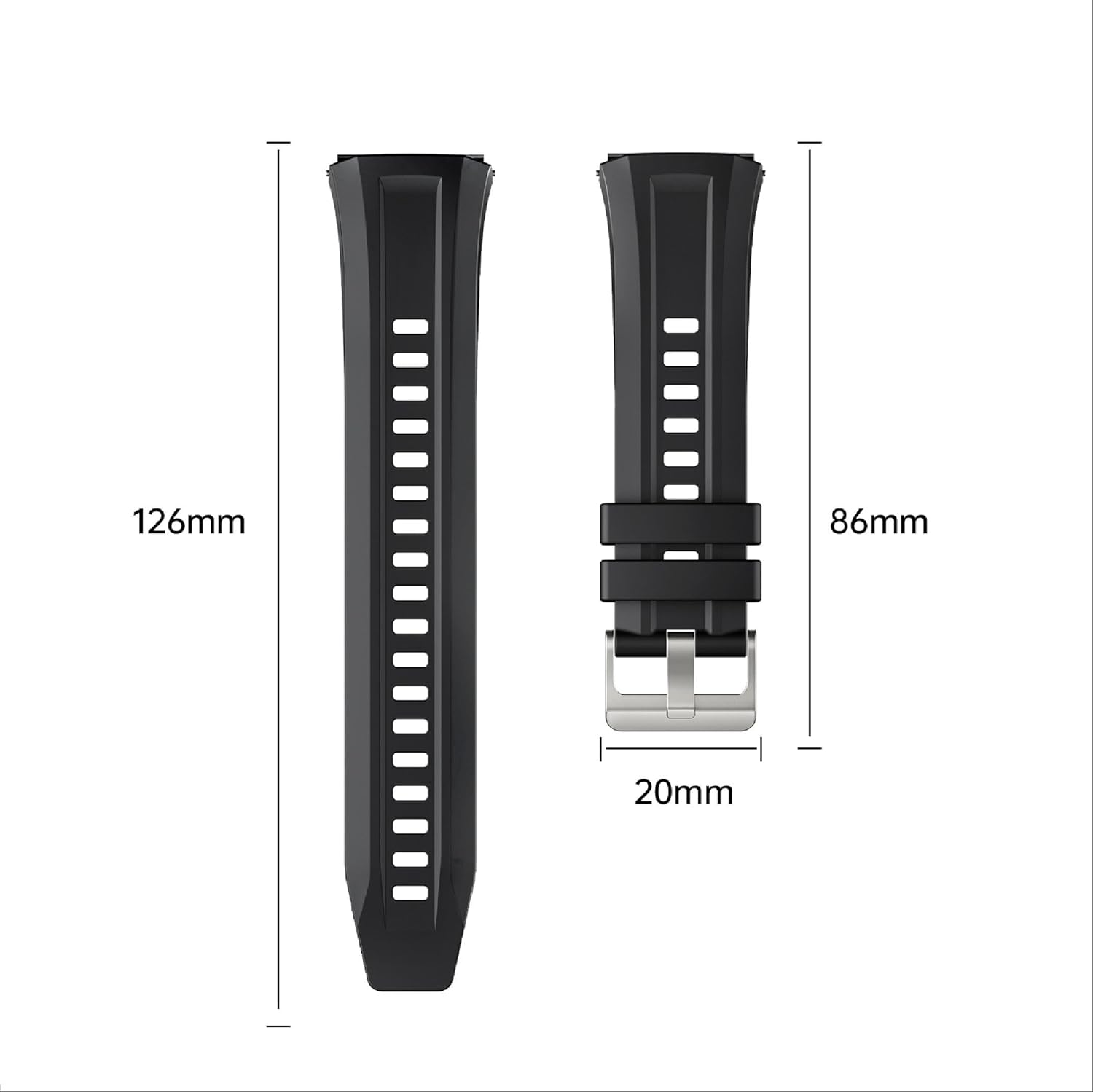GIOPUEY Strap Compatible with Huawei Watch GT 5 Pro 46Mm, Soft Silicone Watch Strap, Strap Replacement [Wear-Resistant] [Breathable] - Black image number 2