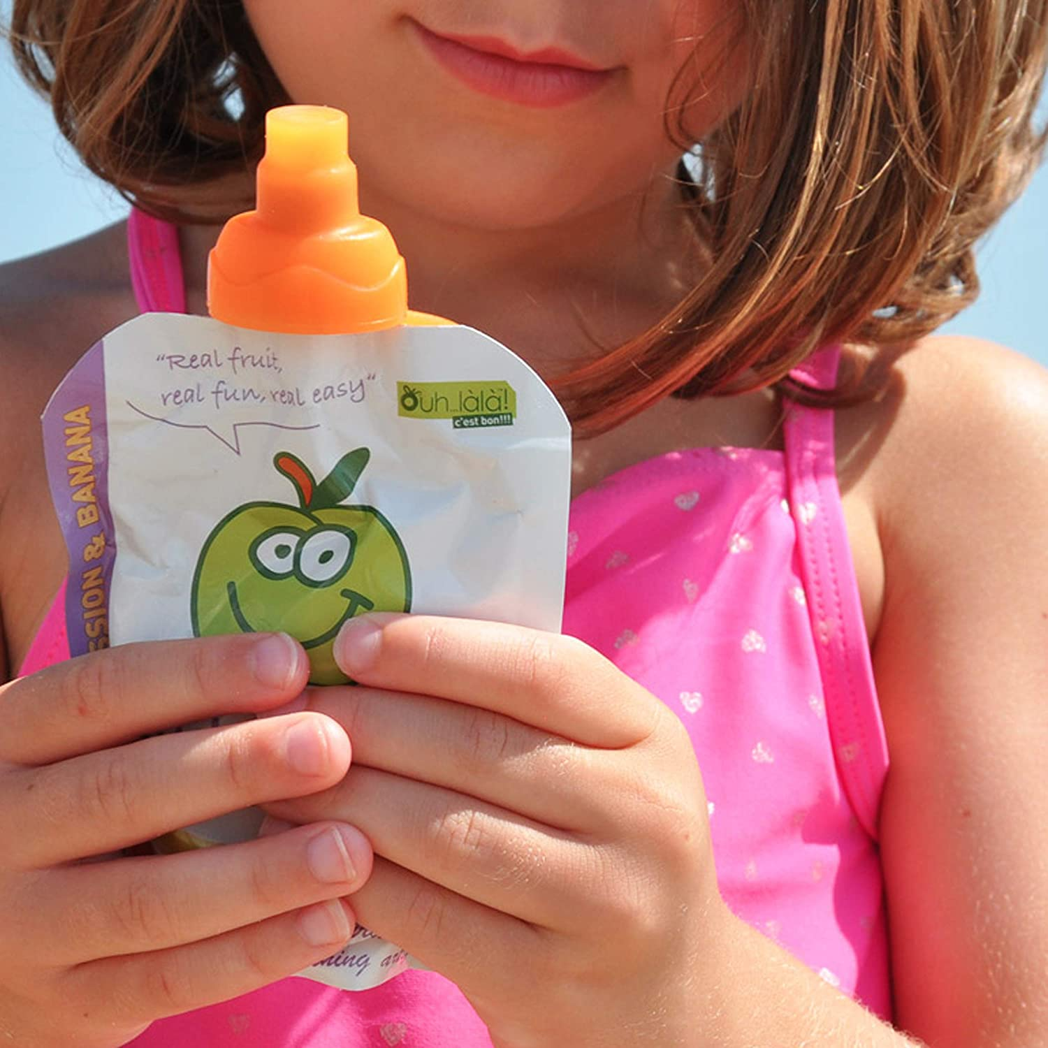 Choomee Softsip Food Pouch Top | Baby Led Weaning | No Spill Flow Control Valve, Protects Childs Mouth, 100% Silicone, BPA Free | 2CT Orange Aqua image number 5