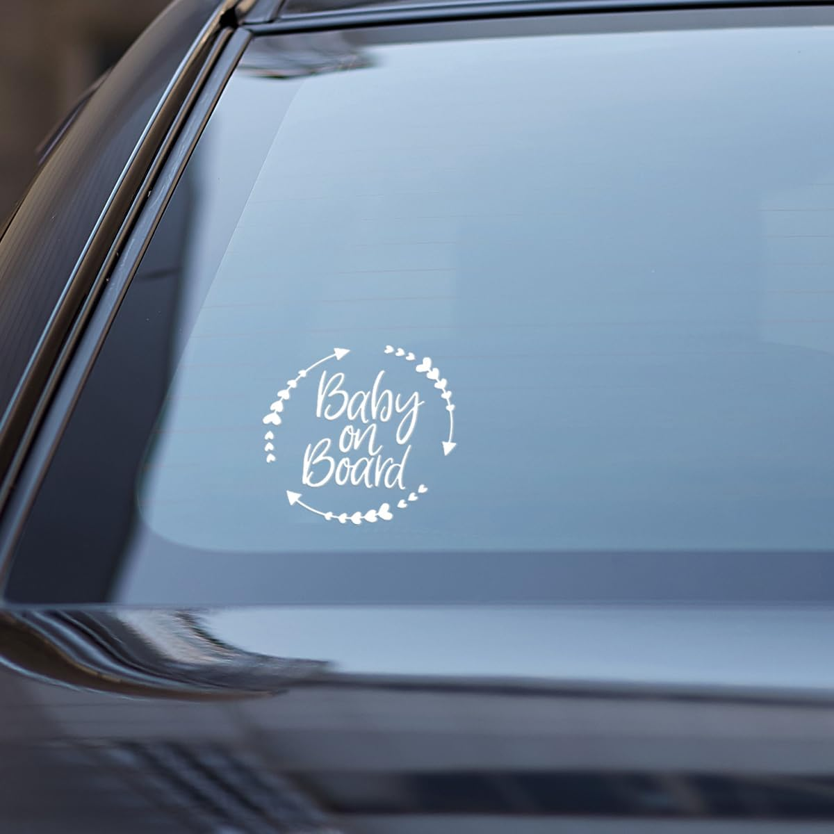 Baby on Board Sticker for Car, Cute Vinyl Safety Caution Decal, Removable Baby Safety Warning Signs for Cars Trucks Walls Laptop 5.16 X 5.16'' (Black)