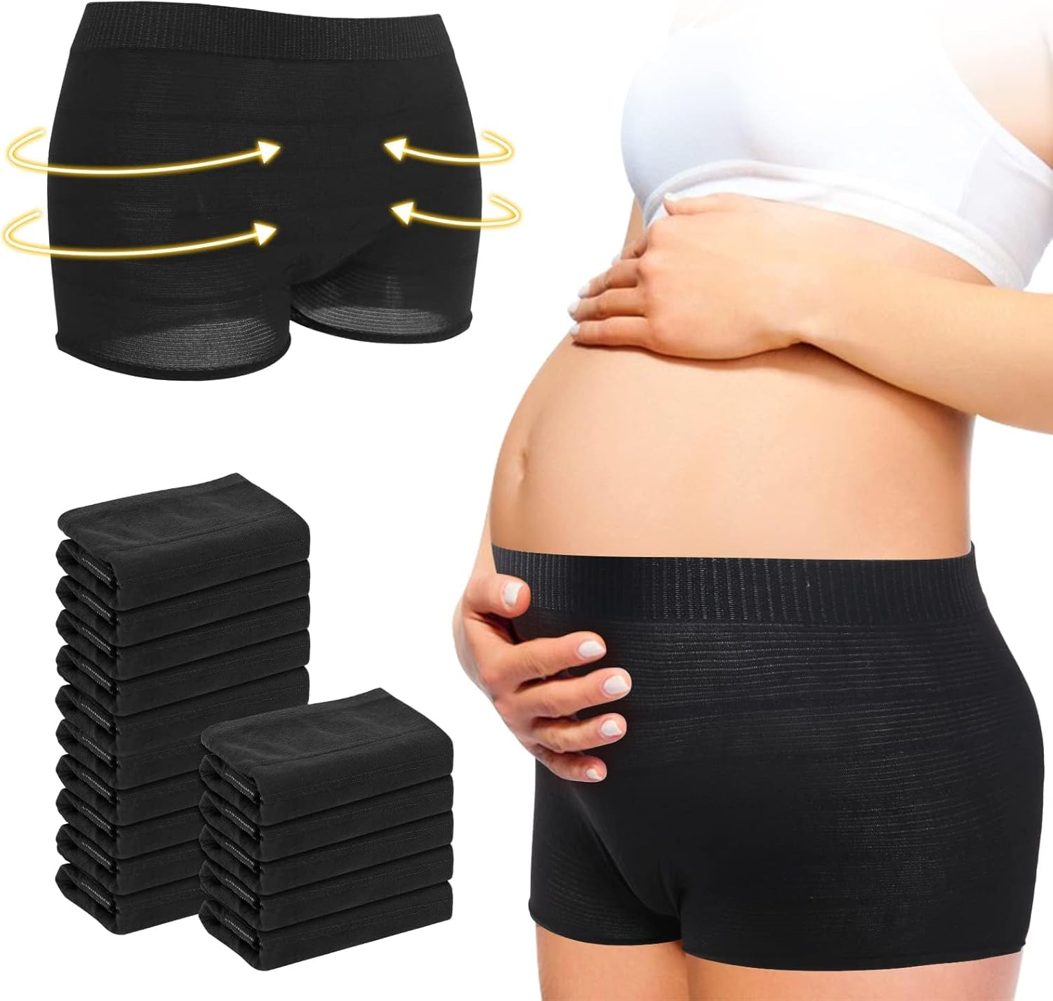 CARER BEAUTY Postpartum Panties for Women, 15Pcs Women'S Maternity Knickers Disposable High Waist Underwear Pregnancy Seamless Soft Breathable Stretchy for Recovery from C-Section image number 6