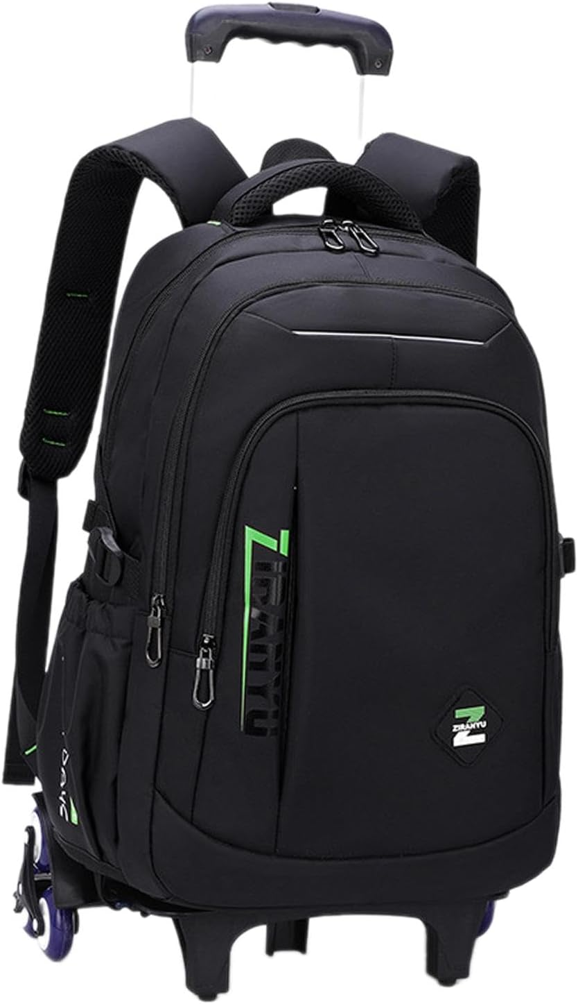 Baotyjie Rolling Backpack Wheeled Laptop Backpack Portable, Nylon, Adjustable Straps Trolley Suitcase Computer Bag for Business Adults - Blue 2 Small Wheels image number 2