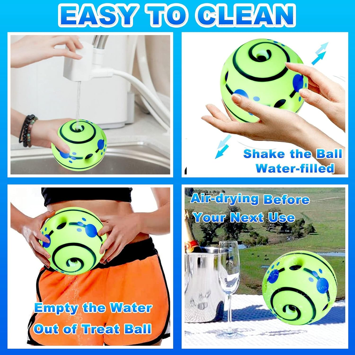 Wobble Giggle Toy Dog Treat Ball, Interactive Dog Toys Puzzle Mentally Stimulating, Dog Ball IQ Training for Big/Large Dogs Favorite Birthday Gift Green SE617 image number 2